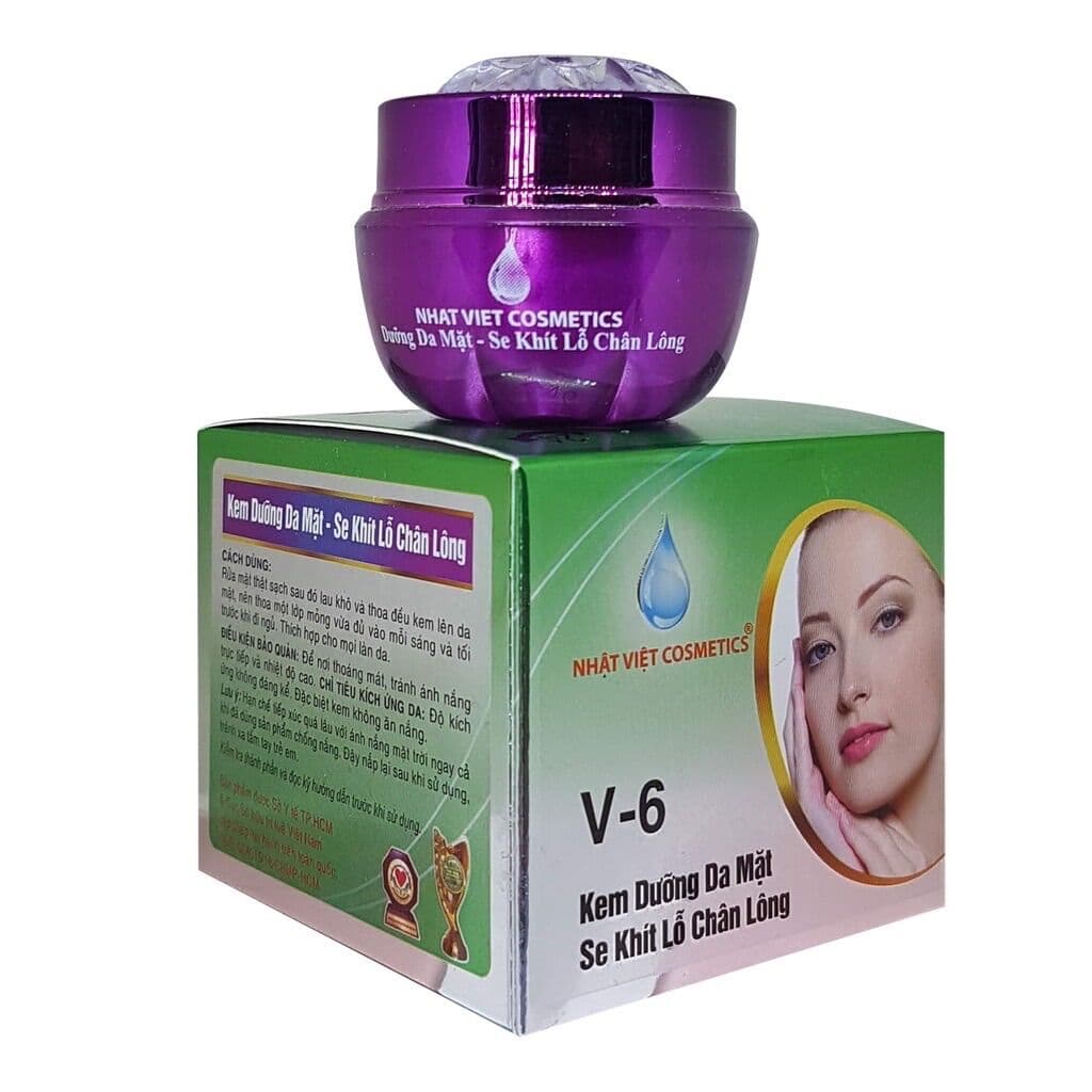 [HCM]KEM DƯỠNG DA MẶT SE KHÍT LỖ CHÂN LÔNG NGỌC TRAI ĐEN SỮA ONG CHÚA V6 NHẬT VIỆT COSMETICS 12G