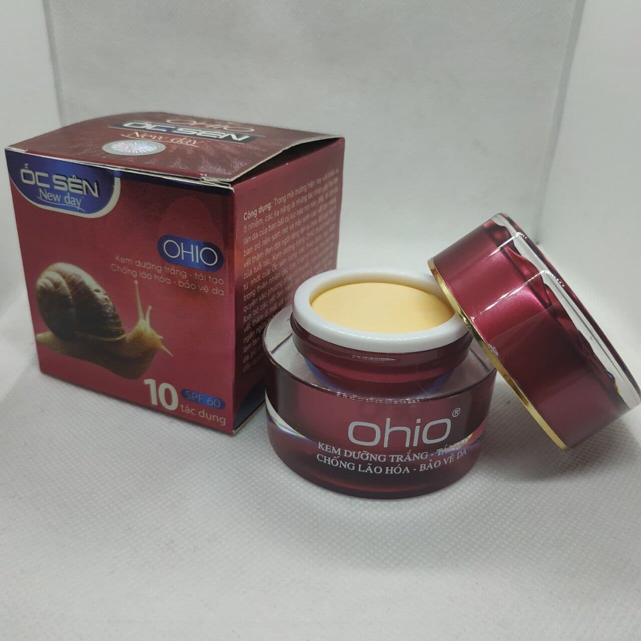 [HCM]Kem dưỡng trắng Tái tạo Chống lão hóa Bảo vệ da 10 tác dụng OHIO ỐC SÊN NEW DAY (30g)