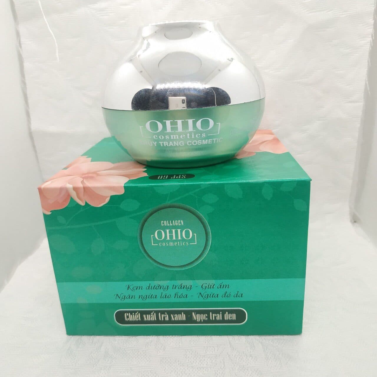 [HCM]Kem dưỡng trắng - Giữ ẩm - Ngăn ngừa lão hóa - Ngừa đỏ da OHIO collogen chiết xuất trà xanh - ngọc trai đen ( 50g )