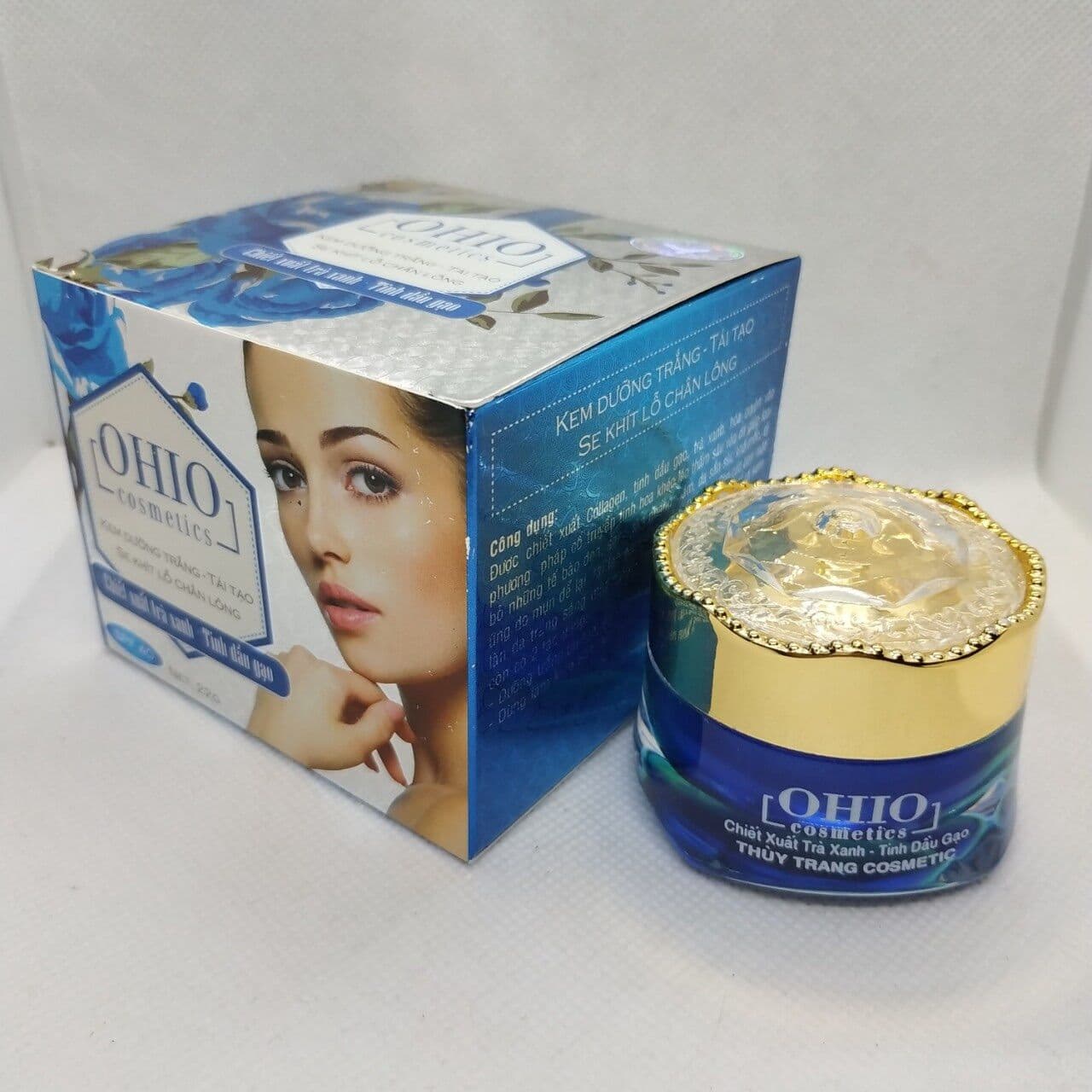 [HCM]Mỹ Phẩm OHIO - Kem dưỡng trắng - Tái tạo - Se khít lỗ chân lông OHIO chiết xuất trà xanh - tinh dầu gạo ( 22g )