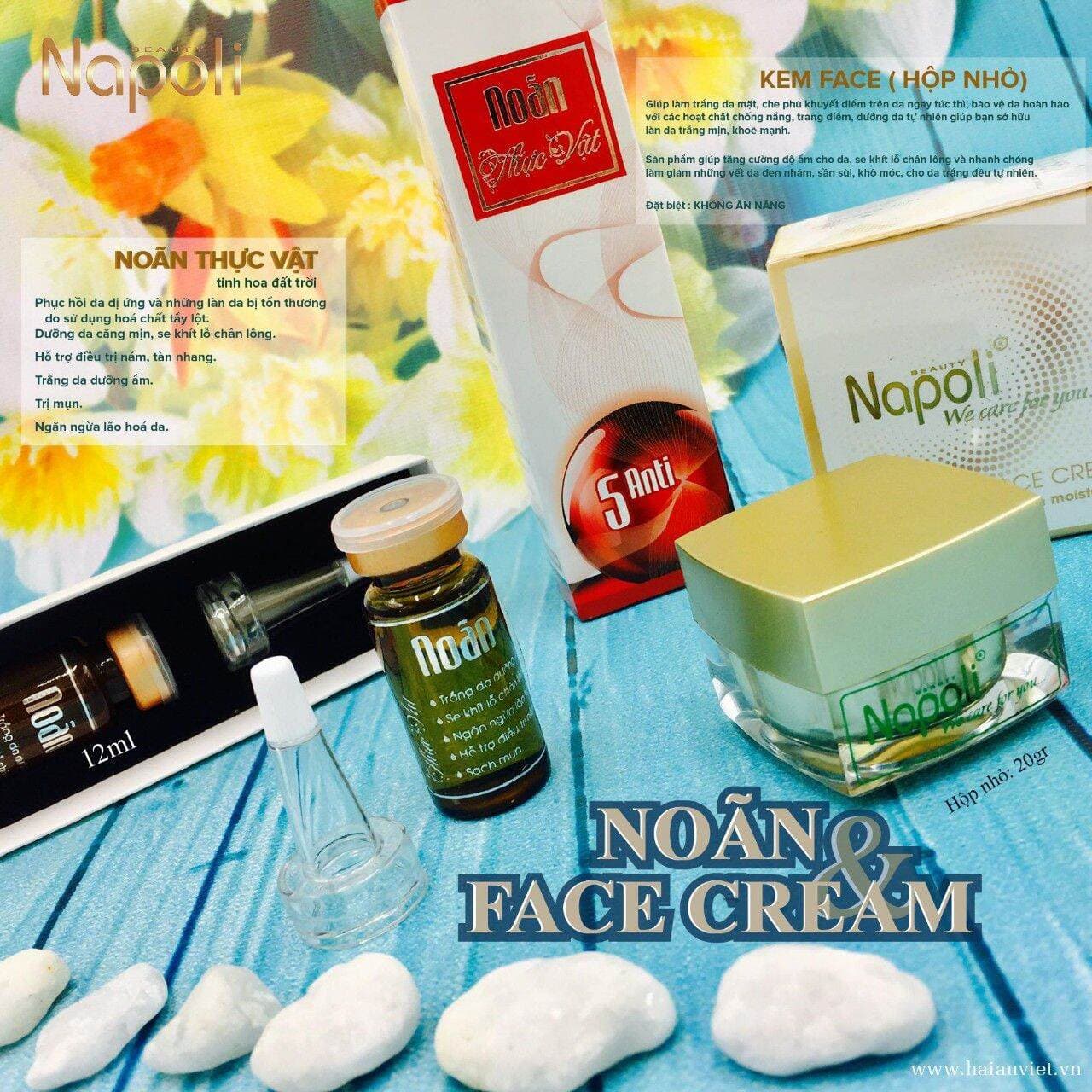 combo Napoli và noãn thực vật dưỡng trắng da chống nắng (1 chai noãn thực vật 1 face dưỡng da Napoli