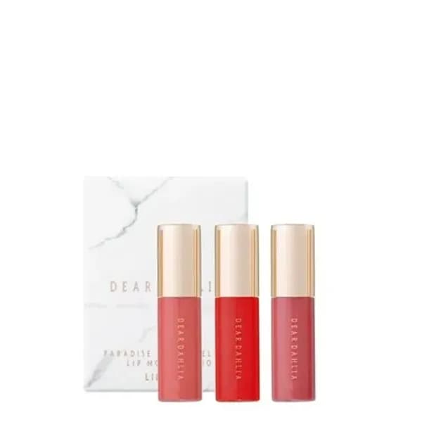 (Gift)  Bộ Son Kem Hiệu Ứng Nhung Mịn DEAR DAHLIA PARADISE DREAM VELVET LIP MOUSSE MINI TRIO ( TEDDY, LADYBUG, SANGRIA)