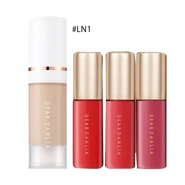 (Gift) Combo Kem nền DEAR DAHLIA SKIN PARADISE SHEER SILK FOUNDATION MINI 6ml #LN1 & Bộ Son Kem Hiệu Ứng Nhung Mịn DEAR DAHLIA PARADISE DREAM VELVET Mini