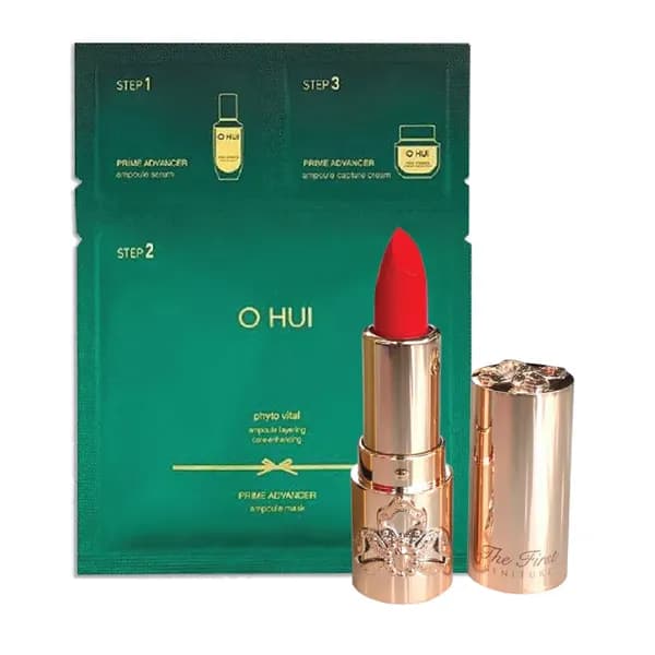 (Gift) Combo Son Môi Lì OHUI THE FIRST GENITURE LIPSTICK 1.3g & Mặt Nạ Chống Lão Hóa OHUI PRIME ADVANCER