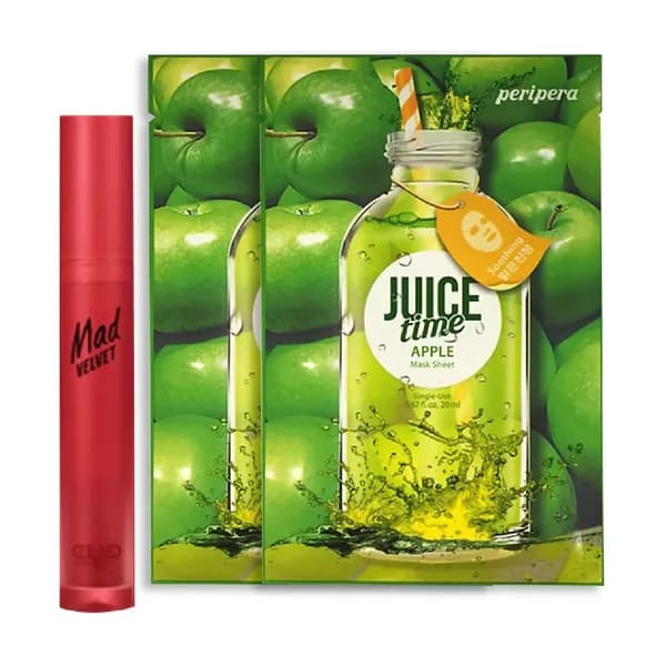 (Gift) Combo 1 Son Thỏi Lì CLIO MELTING MATTE LIPS 03 GO RED 2.3g Và 2 Mặt Nạ Giấy PERIPERA JUICE TIME MASK SHEET APPLE SOOTHING