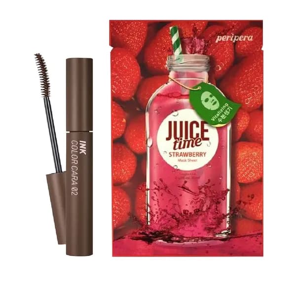 (Gift) Combo Mặt Nạ Sáng Da & Mascara Chải Mi Có Màu PERIPERA INK COLOR CARA