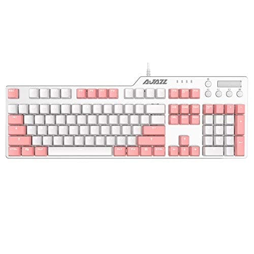 FIRSTBLOOD ONLY Game. AK35I Mechanical Gaming Keyboard – PBT Keycaps – Red Switches - Pink-White Matching – White Backlit - Multimedia Keys - White