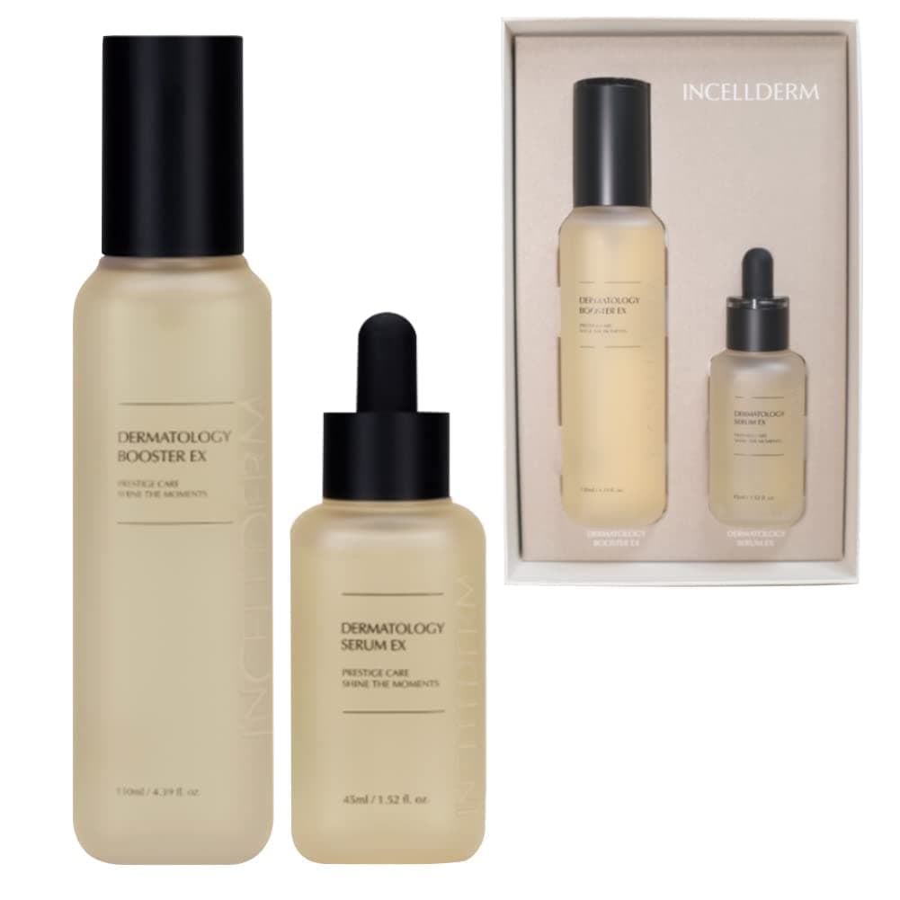 INCELLDERM Dermatology First Package - Dermatology Booster 120ml / 4.05 fl. oz. and Dermatology Serum 45ml / 1.52 fl. oz.