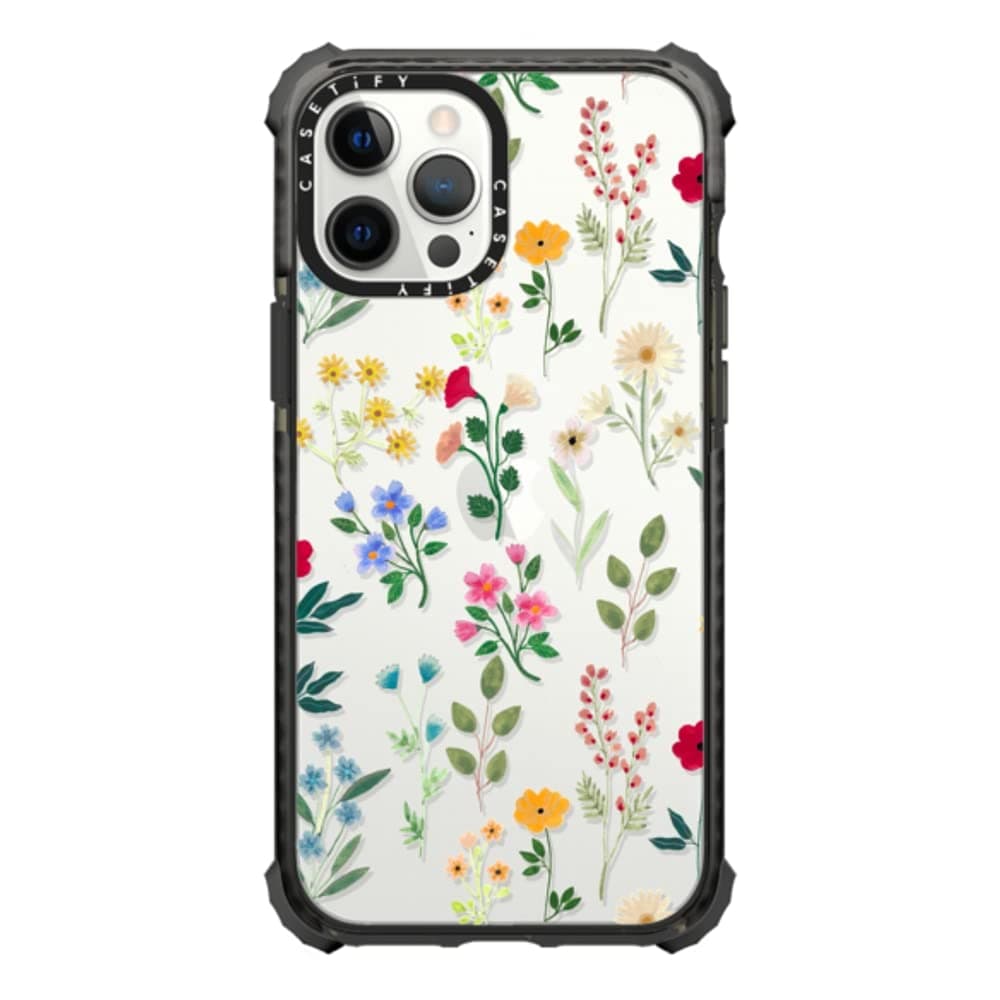 CASETiFY Ultra Impact Case for iPhone 12 Pro Max - Spring Botanicals 2 - Clear Black