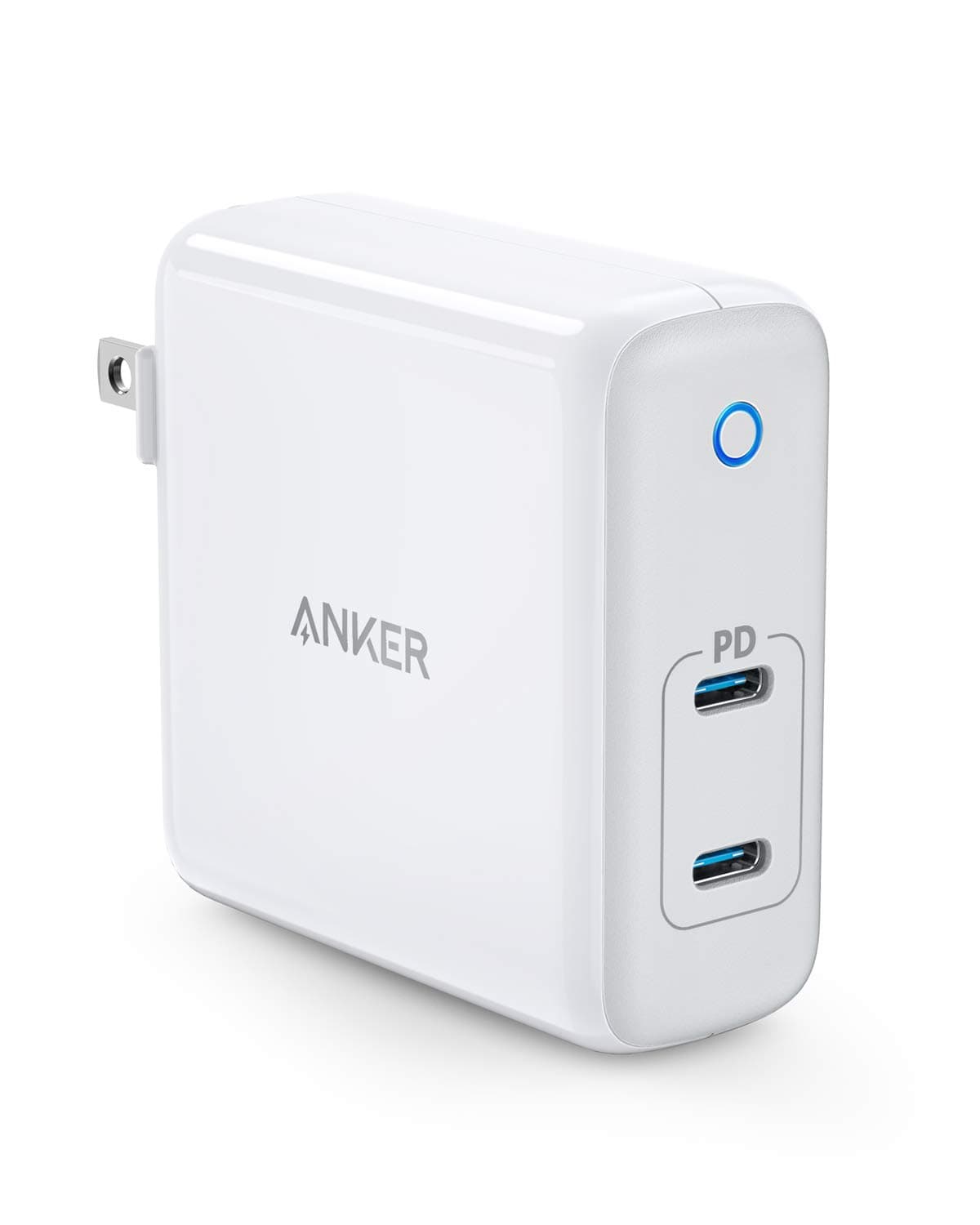 USB C Charger, Anker 60W 2-Port PowerPort Atom PD [GAN Tech] Foldable Wall Charger, Power Delivery for MacBook Pro/Air, iPad Pro, iPhone 12/11 / Pr...