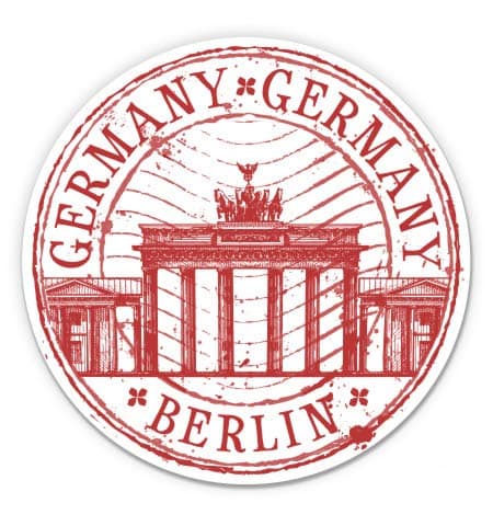 GT Graphics Germany Berlin Travel Stamp - 3" Vinyl Sticker - for Car Laptop I-Pad Phone Helmet Hard Hat - Waterproof Decal