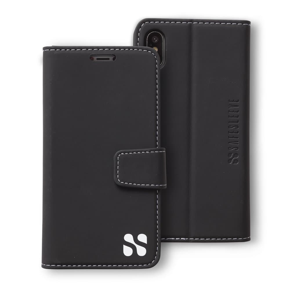 SafeSleeve EMF Protection Anti Radiation iPhone Case: iPhone X and iPhone Xs RFID EMF Blocking Wallet Cell Phone Case (Black)