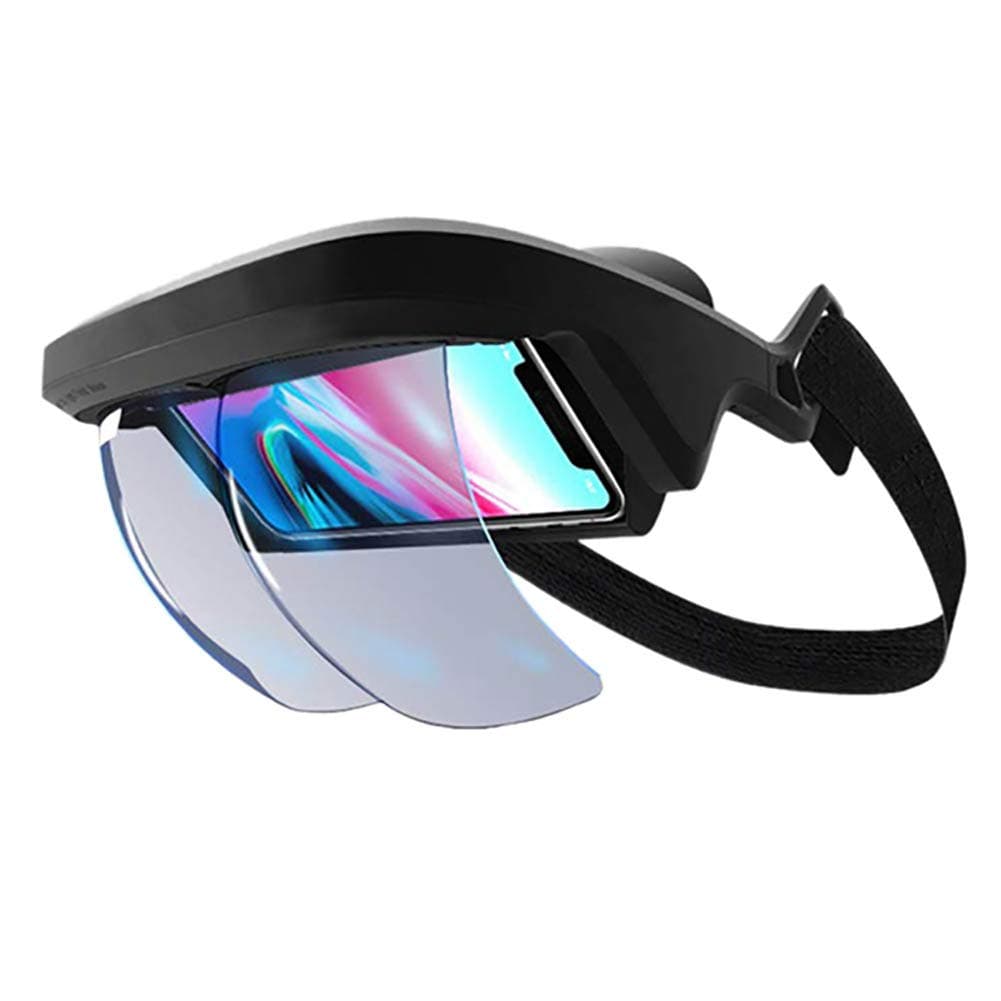90°FOV AR Headset, Smart AR Glasses 3D Video Augmented Reality VR Headset for iPhone & Android (4.5-5.7'' Screen), Games and 3D Videos (Black)