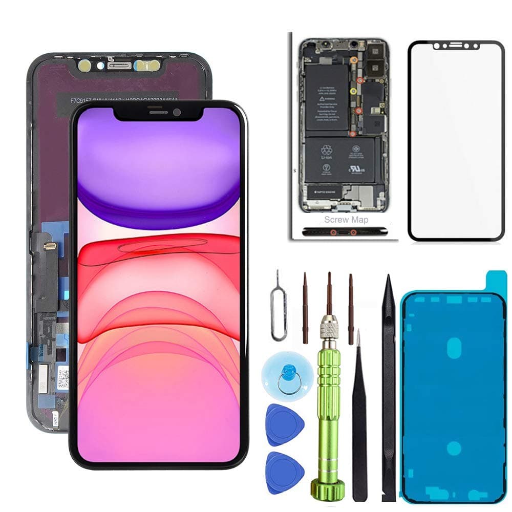 for iPhone 11 Screen Replacement 6.1 inch LCD Touch Screen Display Digitizer Repair Kit Assembly with Complete Repair Tools and Screen Protector
