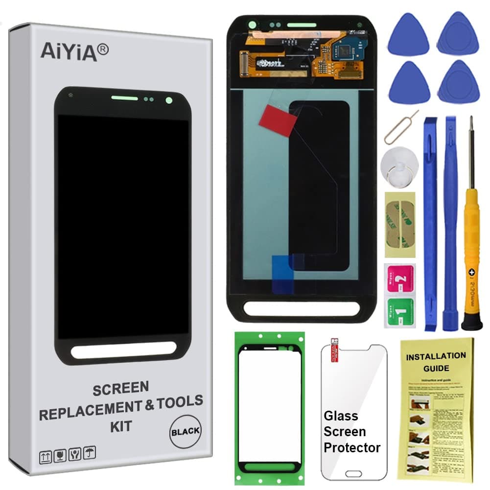 Display Touch Screen (AMOLED) Digitier Assembly for Samsung Galaxy S6 Active All Models G890 with Screen Front Frame Adhesive (for Repair Replaceme...