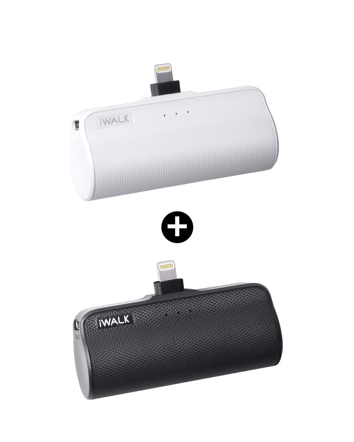 iWALK Mini Portable Charger for iPhone with Built in Cable, 3350mAh Compatible with iPhone 11 pro/Xs/XS Max/XR/X/8/7/6/Plus Airpods(2 Pack Black an...