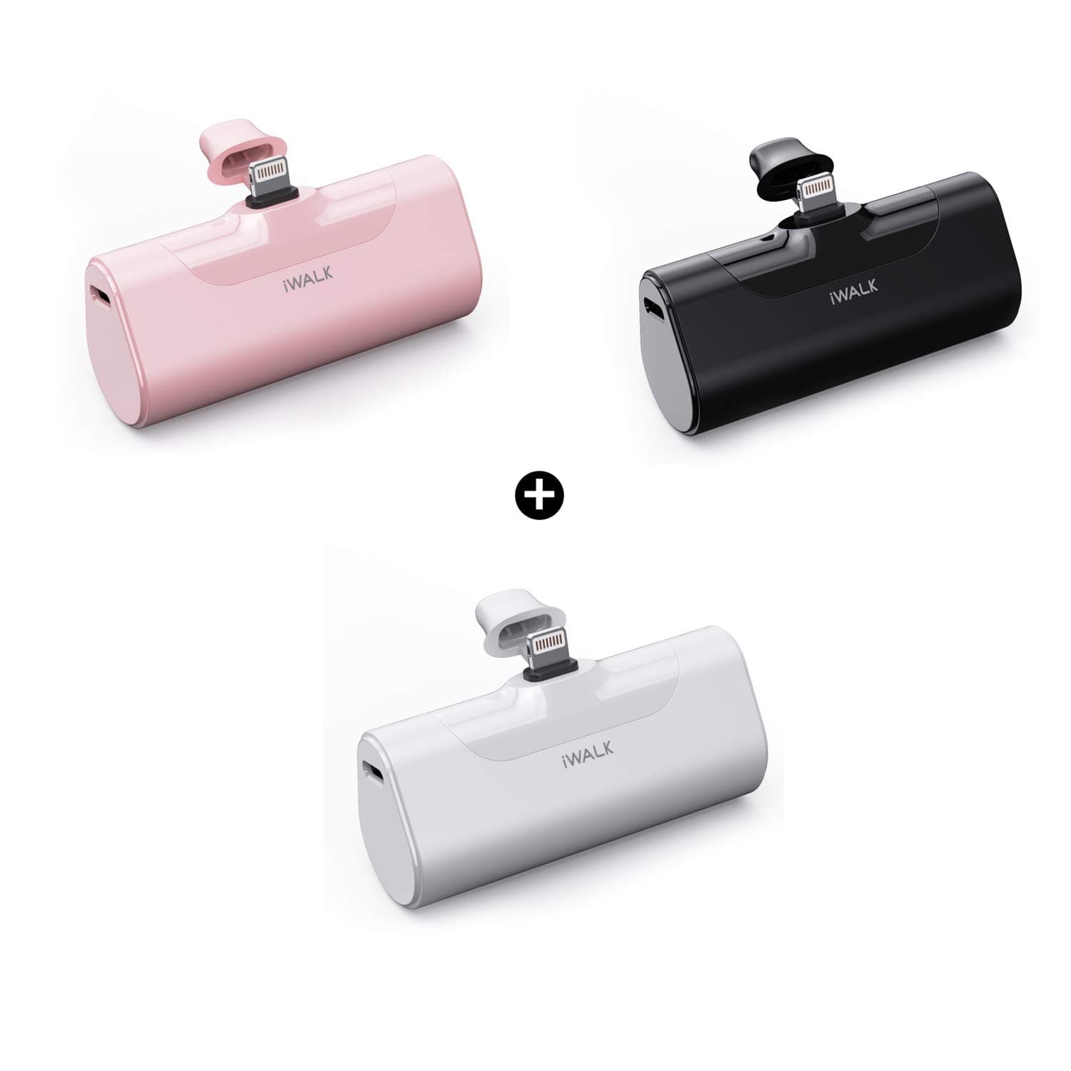 iWALK Small Portable Charger 4500mAh Compatible with iPhone 11 Pro/XS Max/XR/X/8/7/6/Plus Airpods and More,Black White Pink
