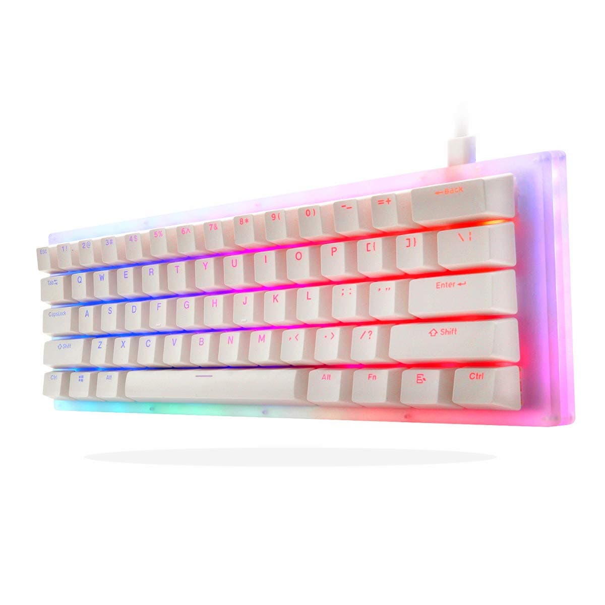 XVX Womier K61 60% Percent Keyboard, Hot Swappable Mechanical Gaming Keyboard, Gateron Switch Dual RGB Backlit Compact 61 Keys for PC PS4 Xbox (Whi...