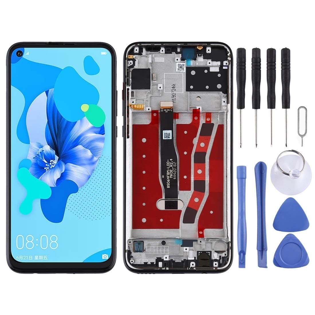 LUOKANGFEN LLKKFF Cell Phones LCD Screen LCD Screen and Digitizer Full Assembly with Frame for Huawei Nova 5i (Color : Black)