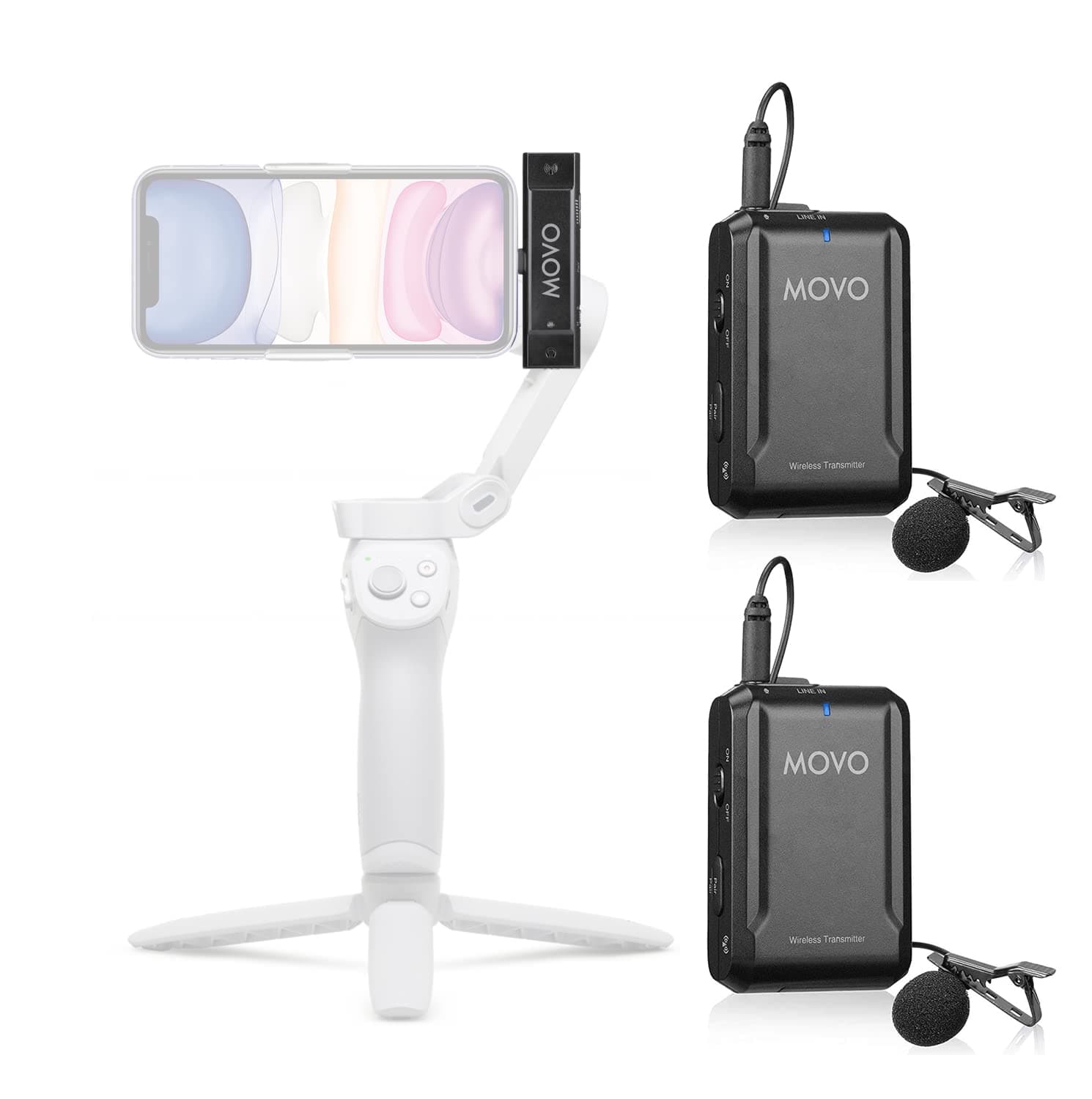Movo Edge-DI-Duo Wireless Lavalier for iPhone - Perfect Compact Lav Mic for Smartphone Gimbal Stabilizer - Great for Vlogging, Filming, Teachers, a...