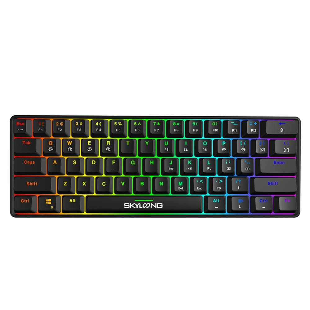 SKYLOONG GK61 SK61 60% Mechanical Keyboard,Full Keys Programmable,RGB Portable Small Compact Waterproof Gaming Keyboard 61 Keys Gateron Blue Switch...