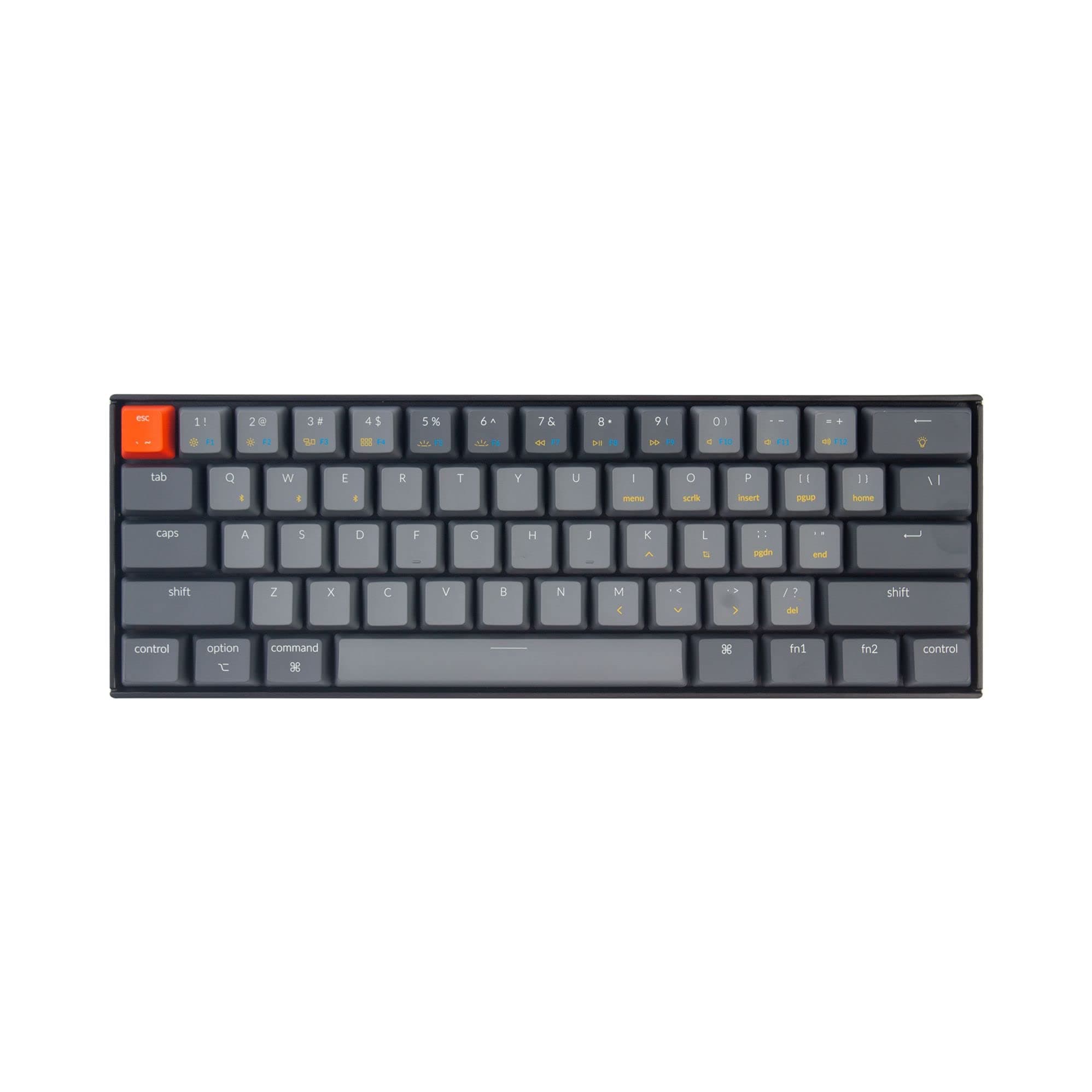 Keychron K12 60% Layout Hot-swappable Bluetooth Wireless/Wired Mechanical Keyboard with Optical Blue Switch, Compact 61 Keys White LED Backlit Keyb...
