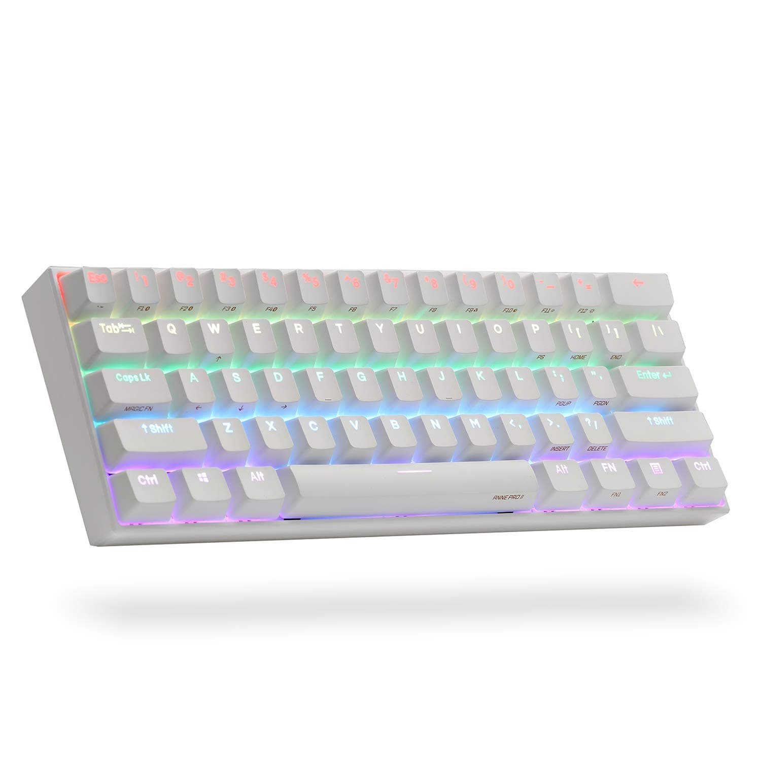 ANNE PRO 2, 60% Wired/Wireless Mechanical Keyboard (Kailh Box Brown Switch/White Case) - Full Keys Programmable - True RGB Backlit - Tap Arrow Keys...