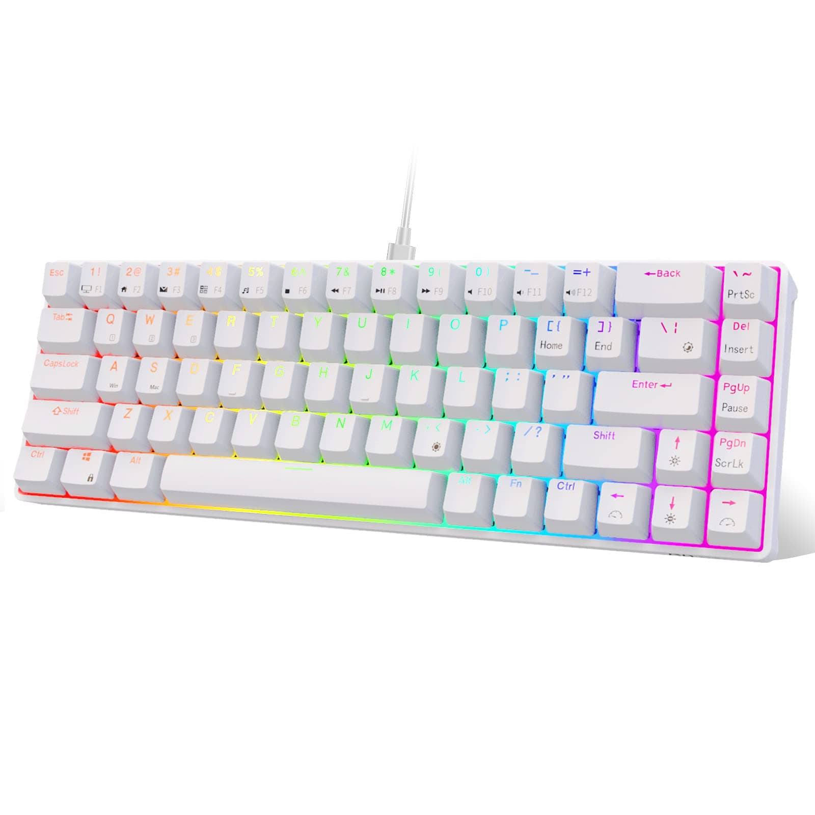 RK ROYAL KLUDGE RK68 (RK855) Wired 65% Mechanical Keyboard, RGB Backlit Ultra-Compact 60% Layout 68 Keys Gaming Keyboard, Hot Swappable Keyboard wi...