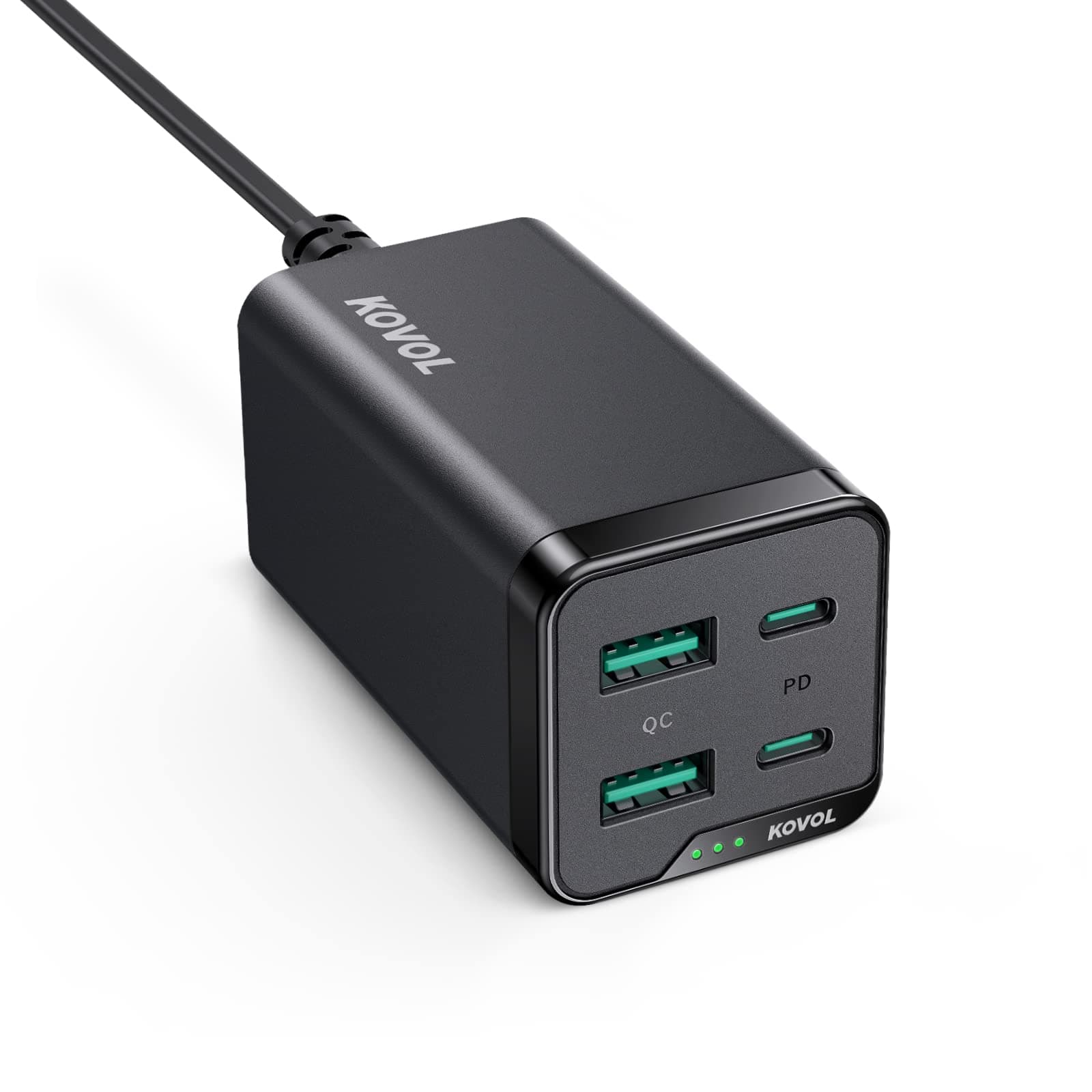 USB C Charger, KOVOL 65W 4-Port PD PPS [GaN III] Fast Desktop Wall Charger USB C Charging Station with 2 USB-C +2 USB Ports for iPhone 12,13, iPad ...