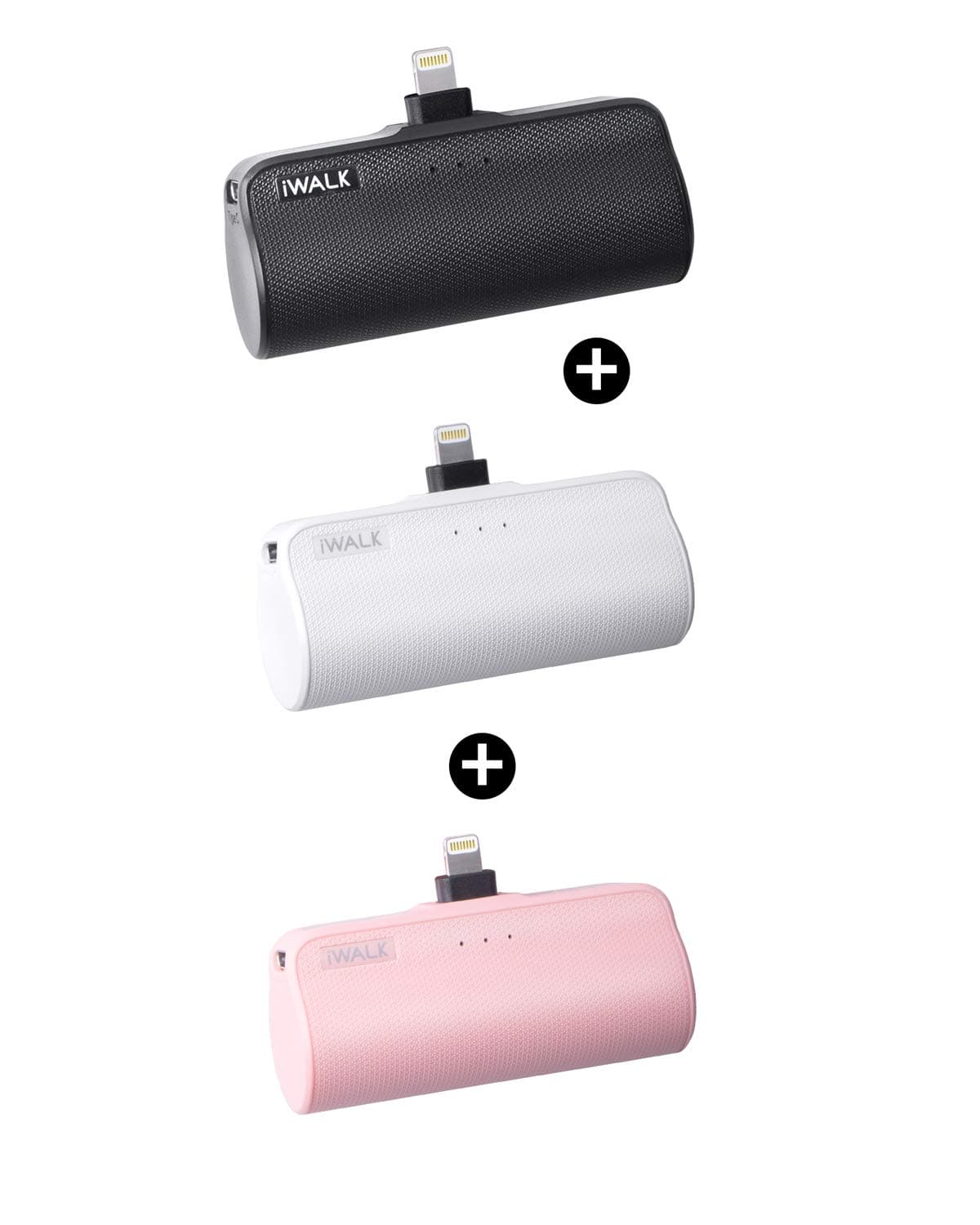 iWALK Mini Portable Charger for iPhone with Built in Cable, 3350mAh Compatible with iPhone 11 pro/Xs/XS Max/XR/X/8/7/6/Plus Airpods(3 Pack Black an...