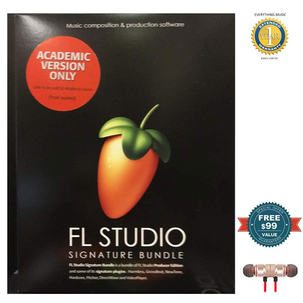 Fl Studio 20 Signature Edition Academic Student/Teacher Boxed includes Free Wireless Earbuds - Stereo Bluetooth In-ear and 1 Year Everything Music ...