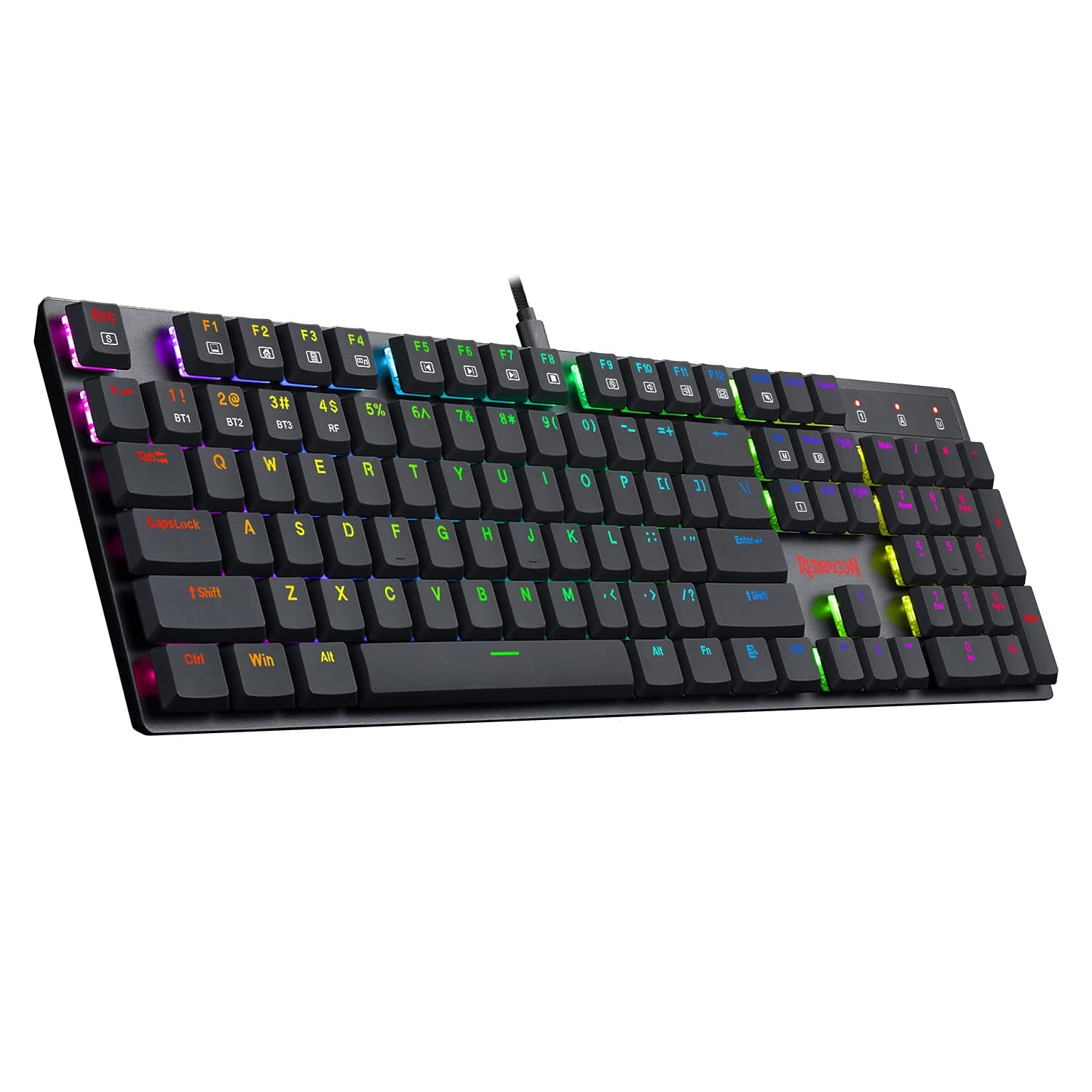 Redragon K535 Wireless, Bluetooth Mechanical Gaming Keyboard, RGB Backlit with Low Profile Blue Switches for Windows Gaming PC