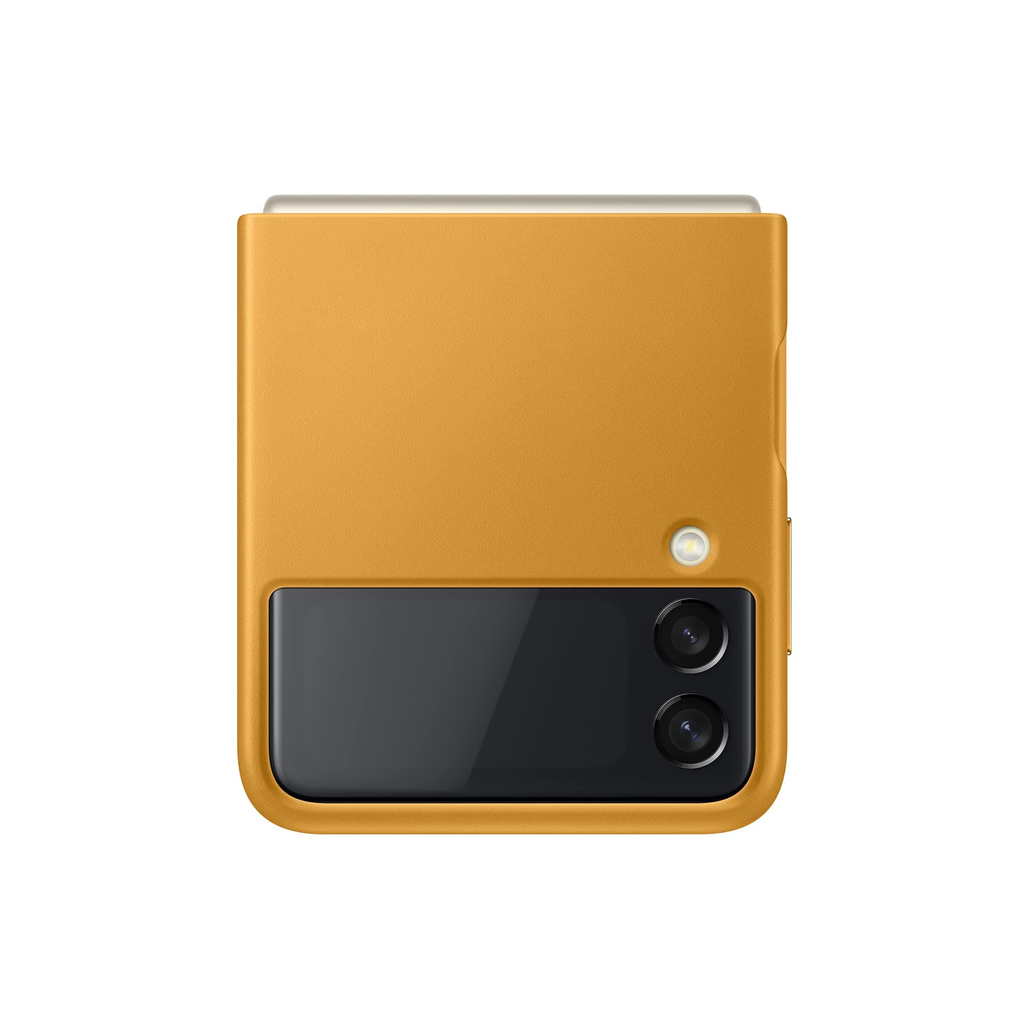 Samsung Galaxy Z Flip 3 Phone Case, Leather Protective Cover, Shockproof Smartphone Protector (Mustard)
