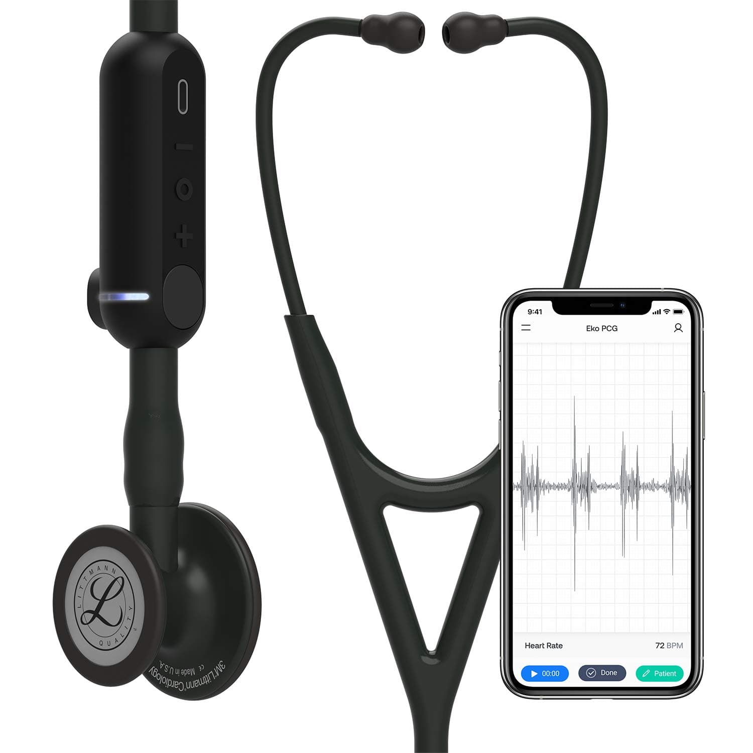 3M™ Littmann® CORE Digital Stethoscope, Black Chestpiece, Tube, Stem and Headset, 27 inch, 8480