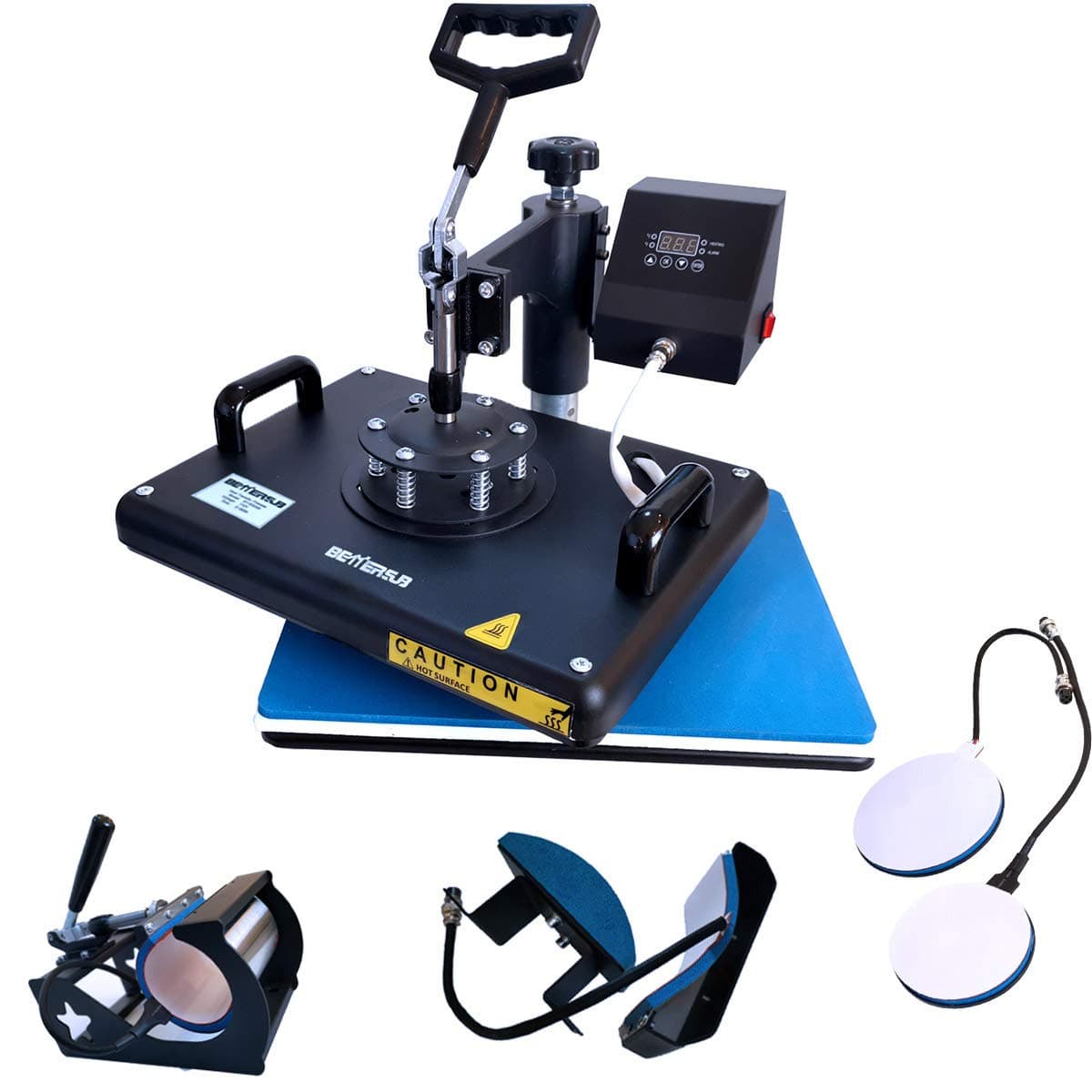 BetterSub Heat Press 12x15 Inch Combo 5 in 1 Heat Press Machine for T-Shirt Mug Hat Plate Cap Pattern Printing Heat Transfer Digital Industrial-Qua...