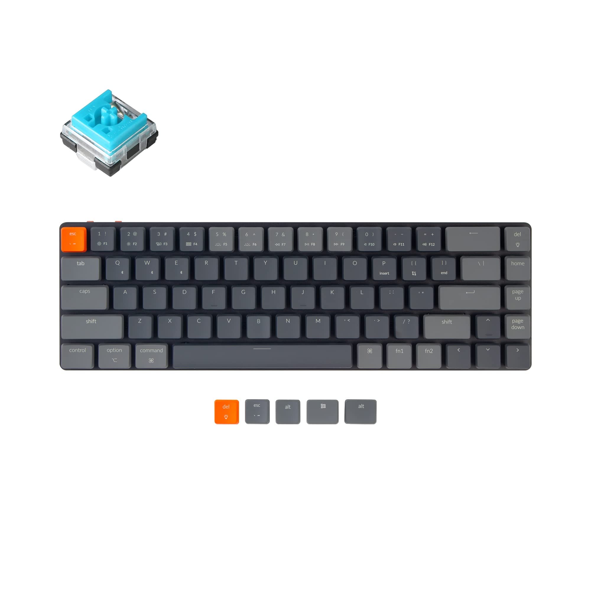 Keychron K7 65% Layout 68-Key Ultra-Slim RGB Backlit Hot-swappable Computer Keyboard for Mac Windows, Wireless Bluetooth/Wired USB Mechanical Keybo...