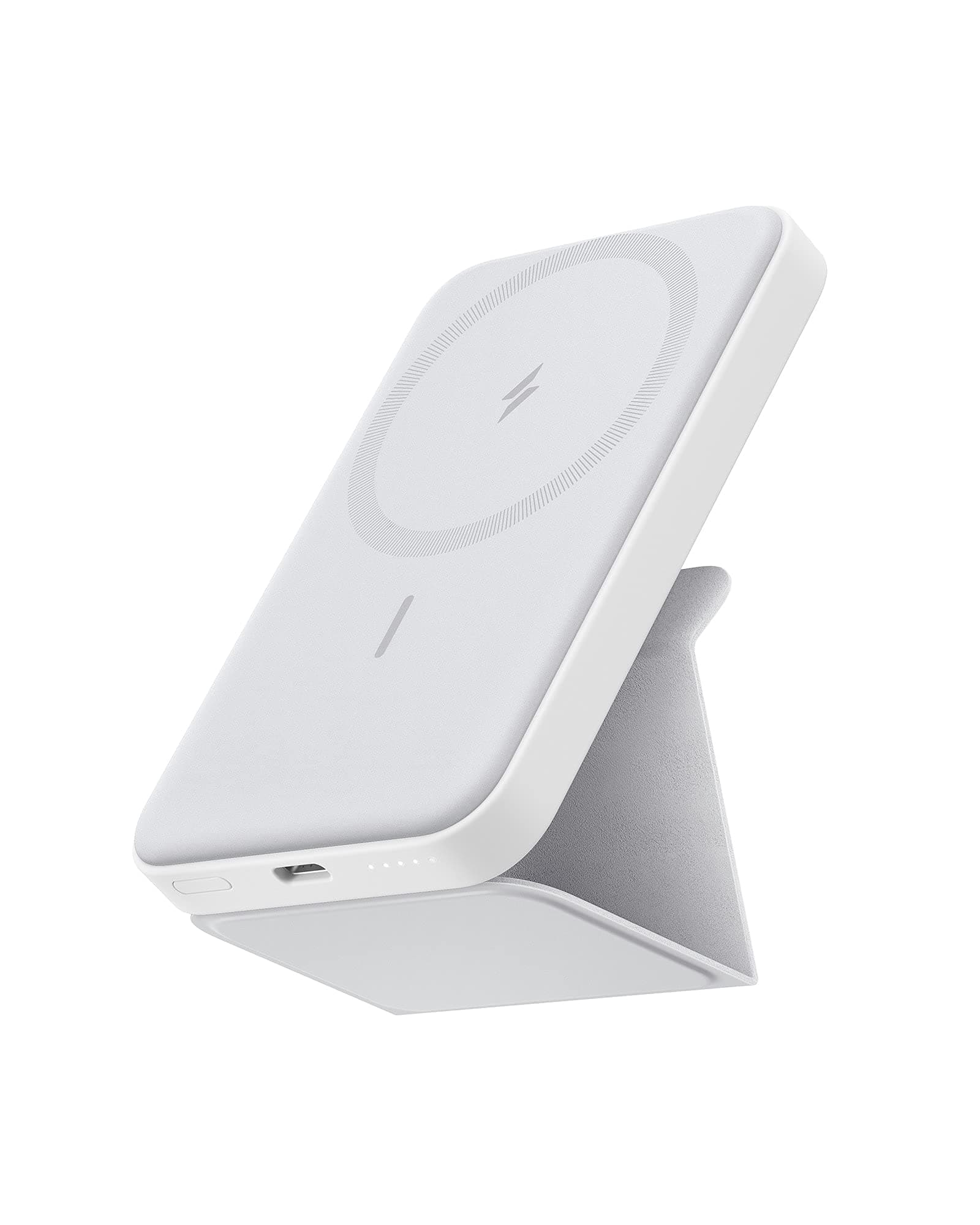 Anker 622 Magnetic Battery (MagGo), 5000mAh Foldable Magnetic Wireless Portable Charger and USB-C for iPhone 13/12 Series (Dolomite White)