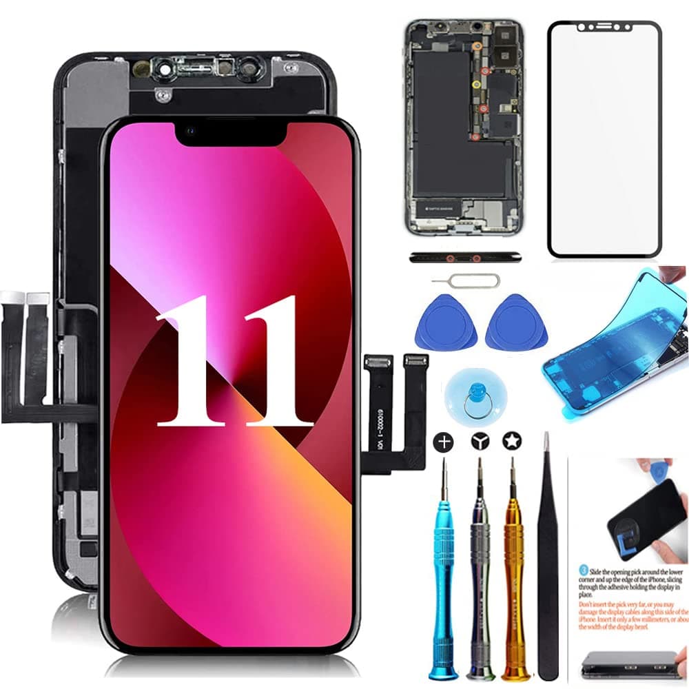 Screen Replacement Compatible for iPhone 11 Screen Replacement 6.1 inch LCD Display 3D Touch Digitizer Frame Assembly Full Repair Kit, with Repair ...