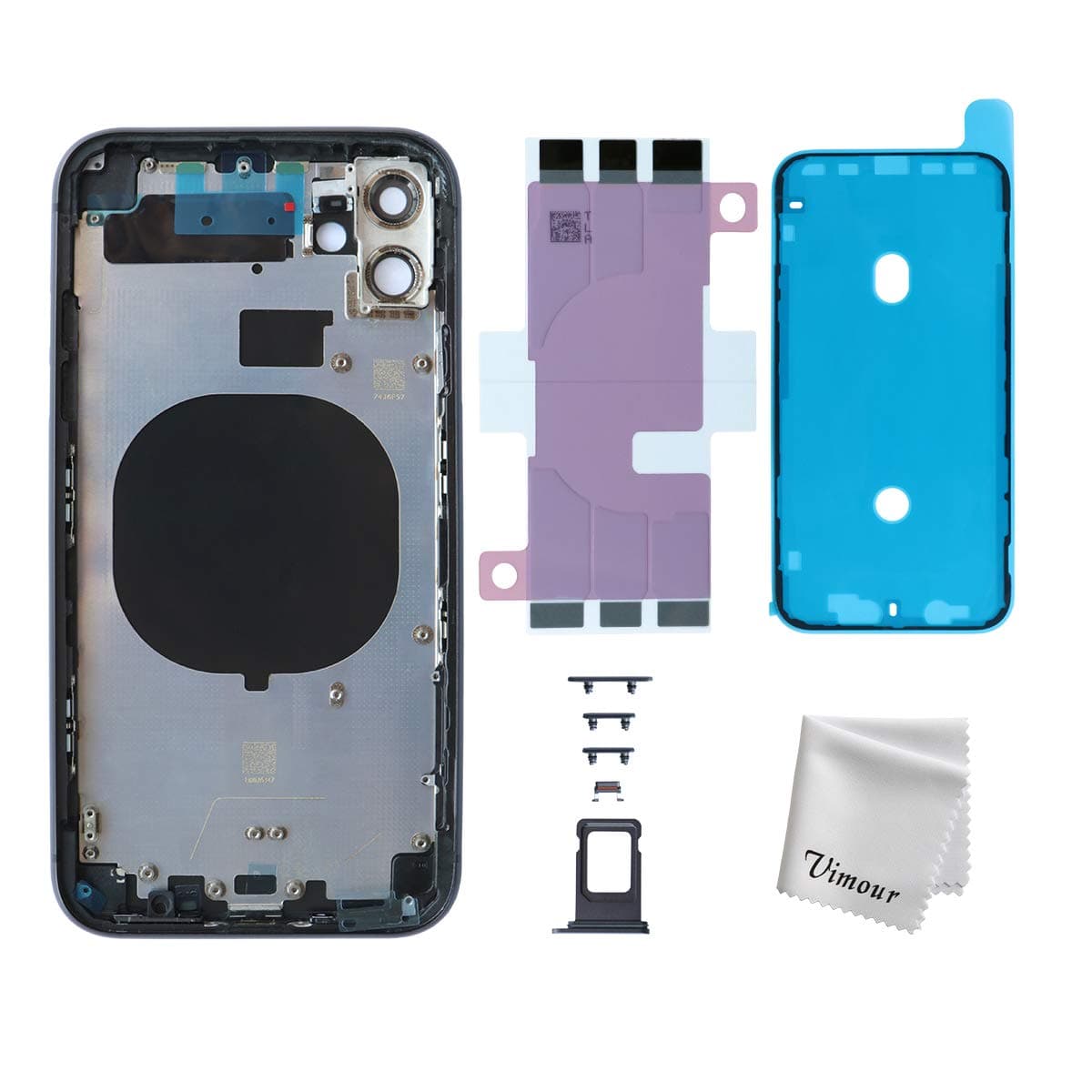 Vimour OEM Back Housing Replacement Compatible with iPhone 11 6.1 Inch with Side Buttons and Adhesive Tapes (Black)