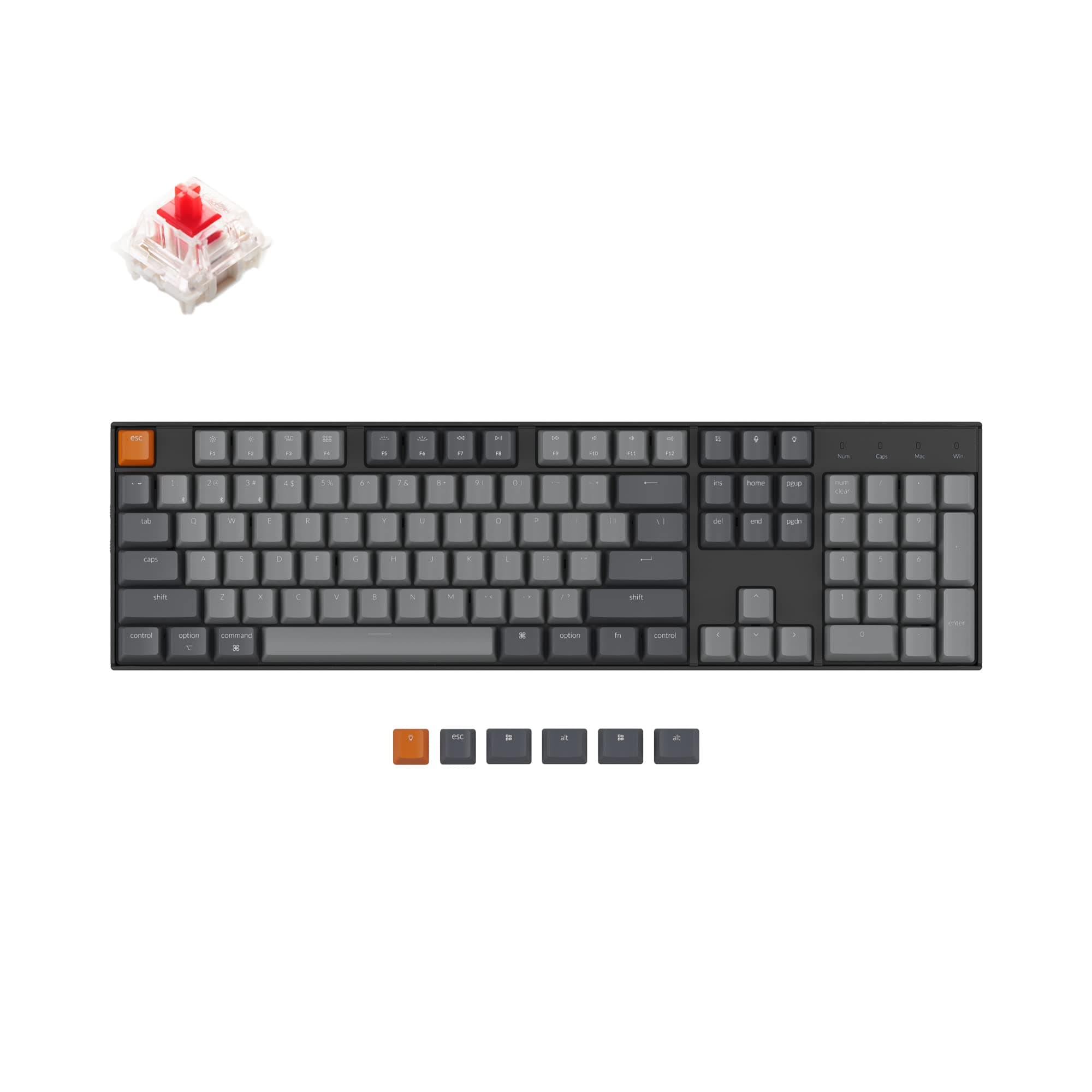 Keychron K10 Full Size Layout RGB Backlight Hot-Swappable Mechanical Gaming Keyboard for Mac Windows, Multitasking 104-Key Bluetooth Wireless/USB W...