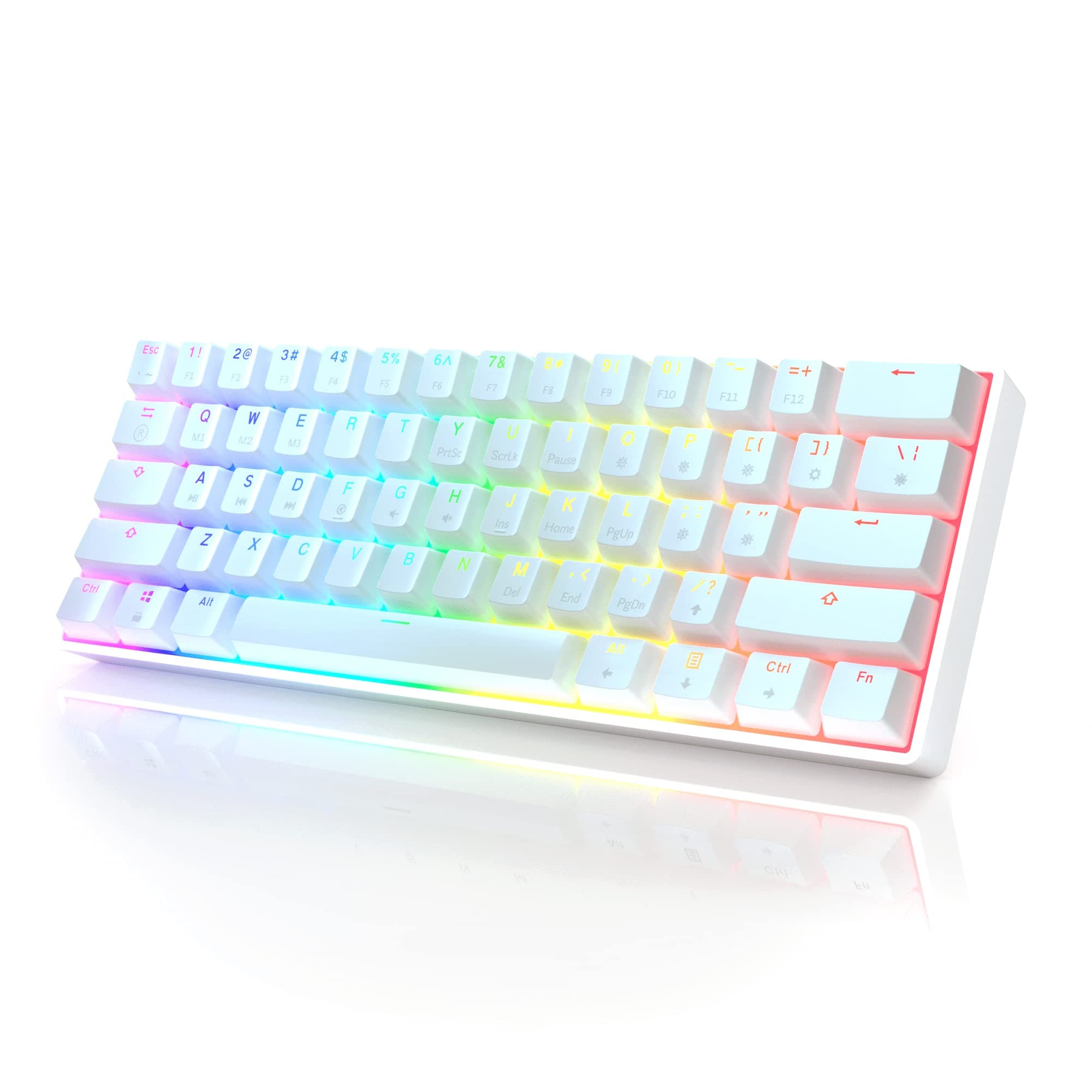 HK GAMING GK61 Mechanical Gaming Keyboard - 61 Keys Multi Color RGB Illuminated LED Backlit Wired Programmable for PC/Mac Gamer (Gateron Optical Bl...