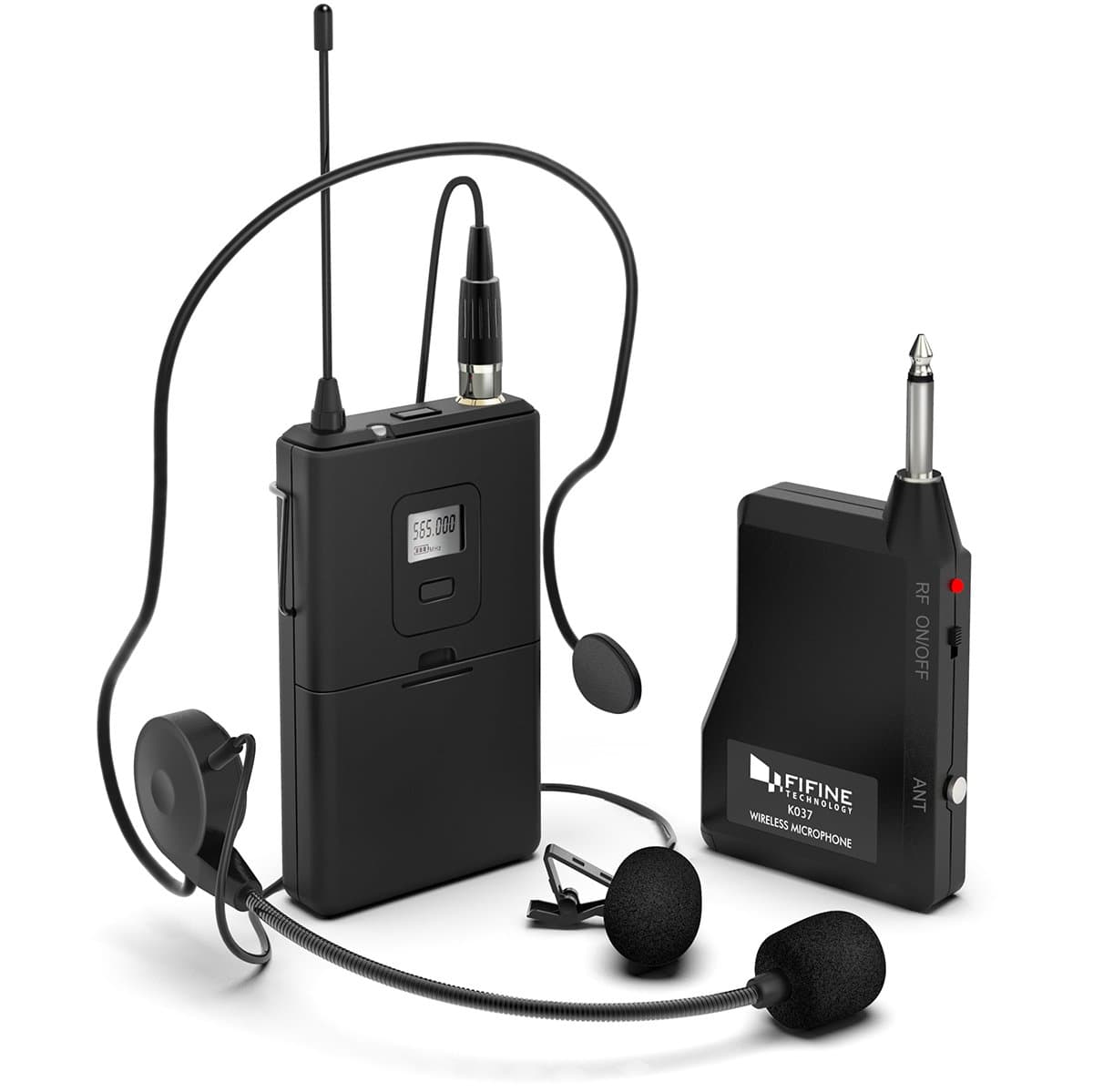 FIFINE Wireless Microphone System, Wireless Microphone Set with Headset and Lavalier Lapel Mics, Beltpack Transmitter and Receiver,Ideal for Teachi...