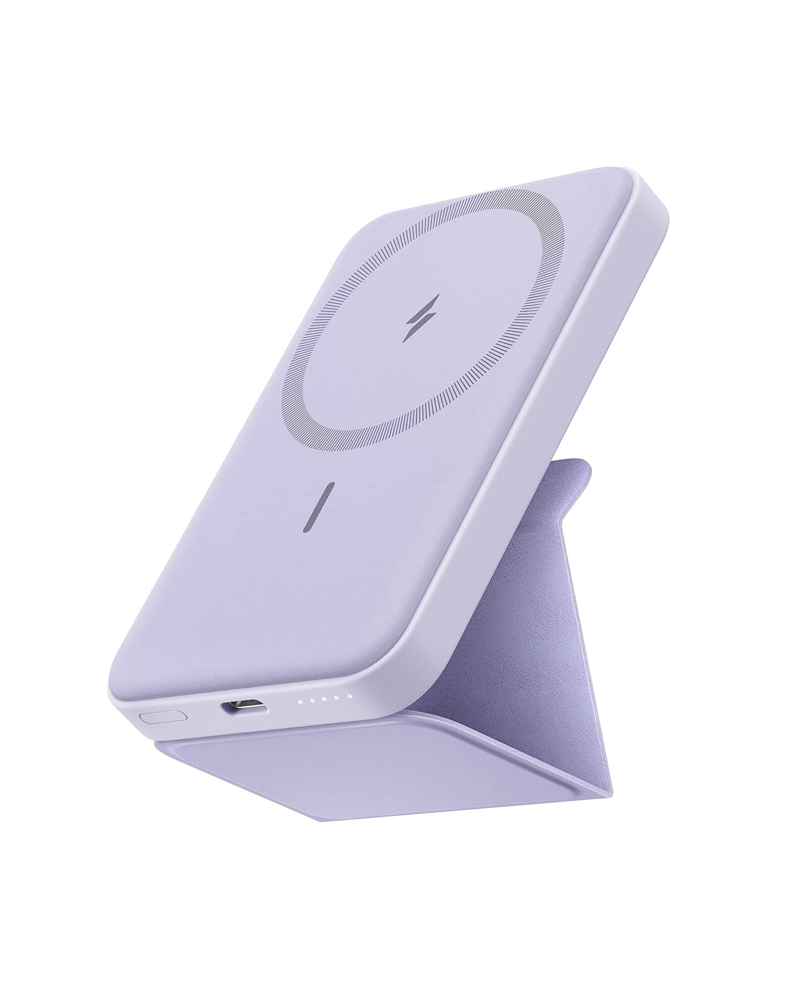 Anker 622 Magnetic Wireless Portable Charger (MagGo), 5000mAh Foldable Magnetic Battery and USB-C for iPhone 13/12 Series (Lilac Purple)