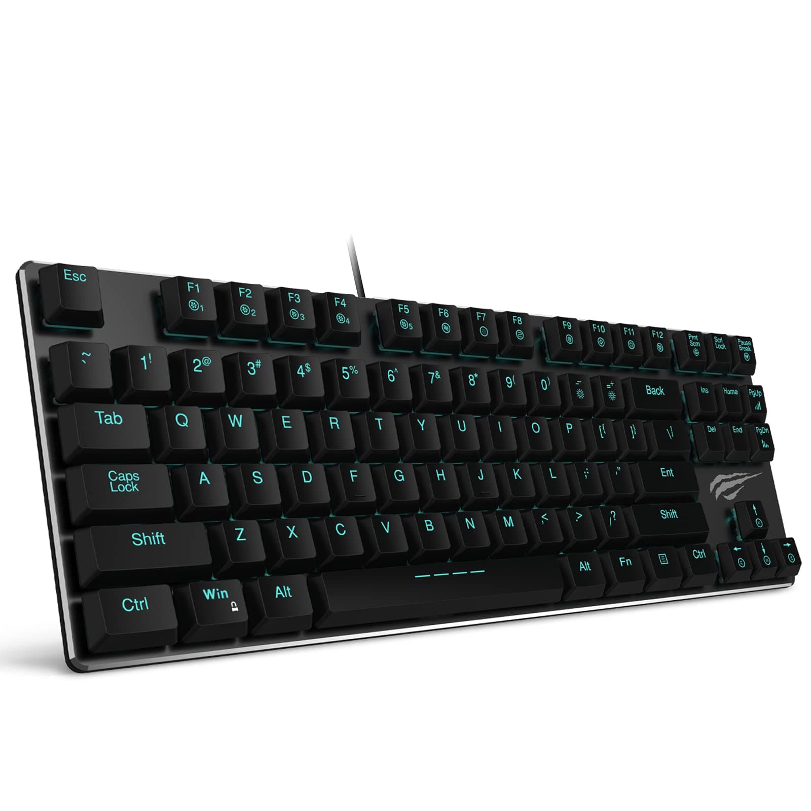 Mechanical Keyboard HAVIT Backlit Wired Gaming Keyboard Extra-Thin & Light, Kailh Latest Low Profile Blue Switches, 87 Keys N-Key Rollover (Black)