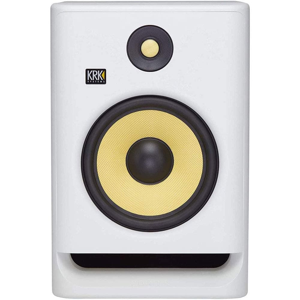 KRK RP8 Rokit 8 G4 Professional Bi-Amp 8" Studio Monitor (Single,White) Includes Free Wireless Earbuds - Stereo Bluetooth In-ear and 1 Year Eve...