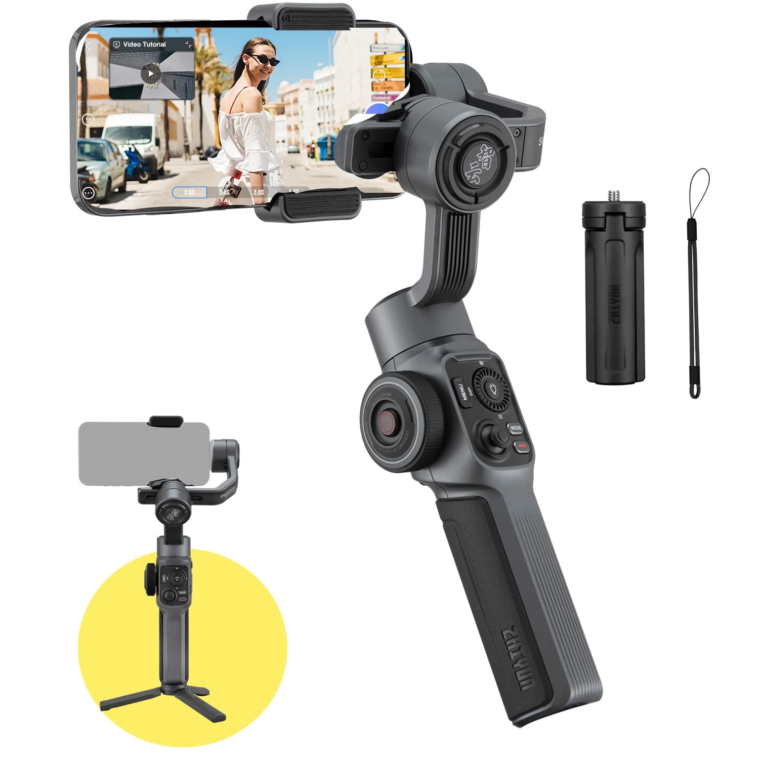 Zhiyun Smooth 5 Smartphone Gimbal Stabilizer for iPhone 13 Pro Max Mini 12 11 XS X XR 8 Android ISO Professional 3-Axis Phone Gimbal Face Object Tr...