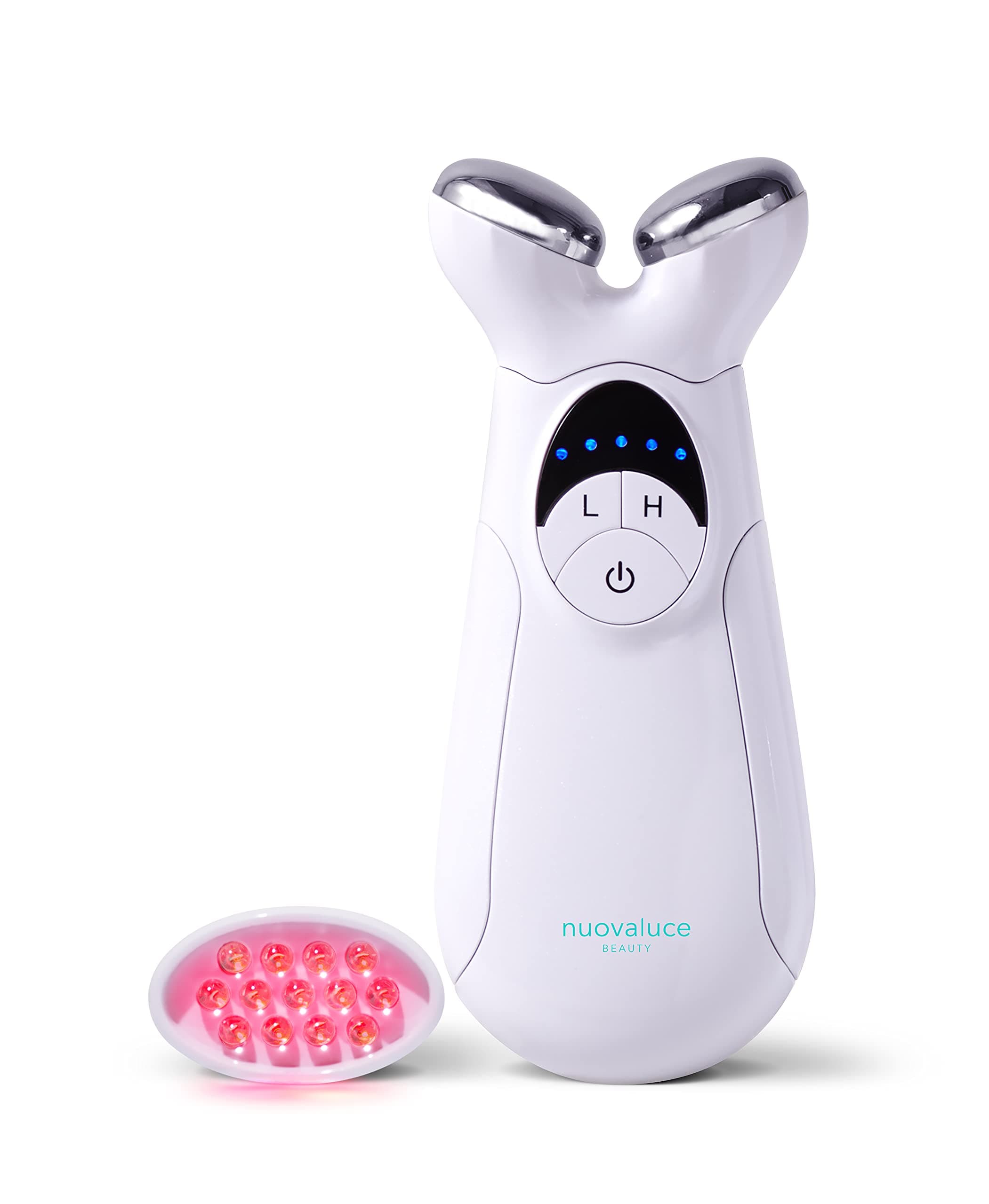 Nuovaluce Anti Aging Microcurrent & Red Light Therapy Device - Wrinkle Reducing & Skin Tightening Device - Handheld Skin Care Face Toning At-Home M...