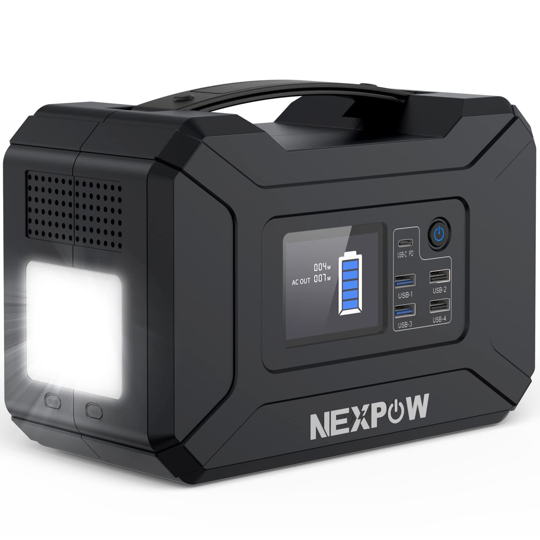 NEXPOW Portable Power Station, 296Wh 80000mAh Solar Generator 110V/300W (Peak 500W) 2 AC Outlet/4 USB Ports/2 DC Ports/QC 3.0 PD Ports for iPhone 1...