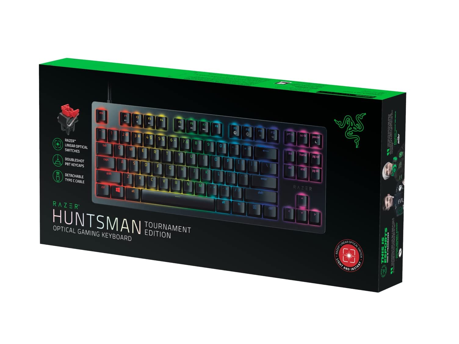 Razer Huntsman Tournament Edition TKL Tenkeyless Gaming Keyboard: Fast Keyboard Switches - Linear Optical Switches - Chroma RGB Lighting - PBT Keyc...