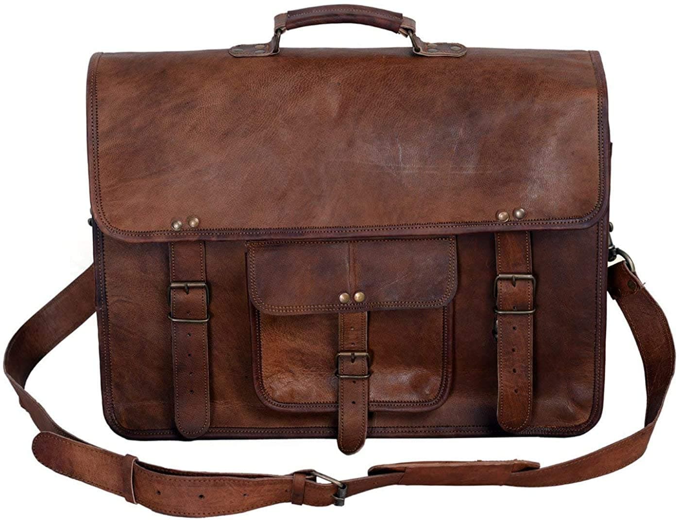 KPL 18 INCH Leather Briefcase Best Laptop Messenger Bag Satchel Office College Bags for Men Gifts for him